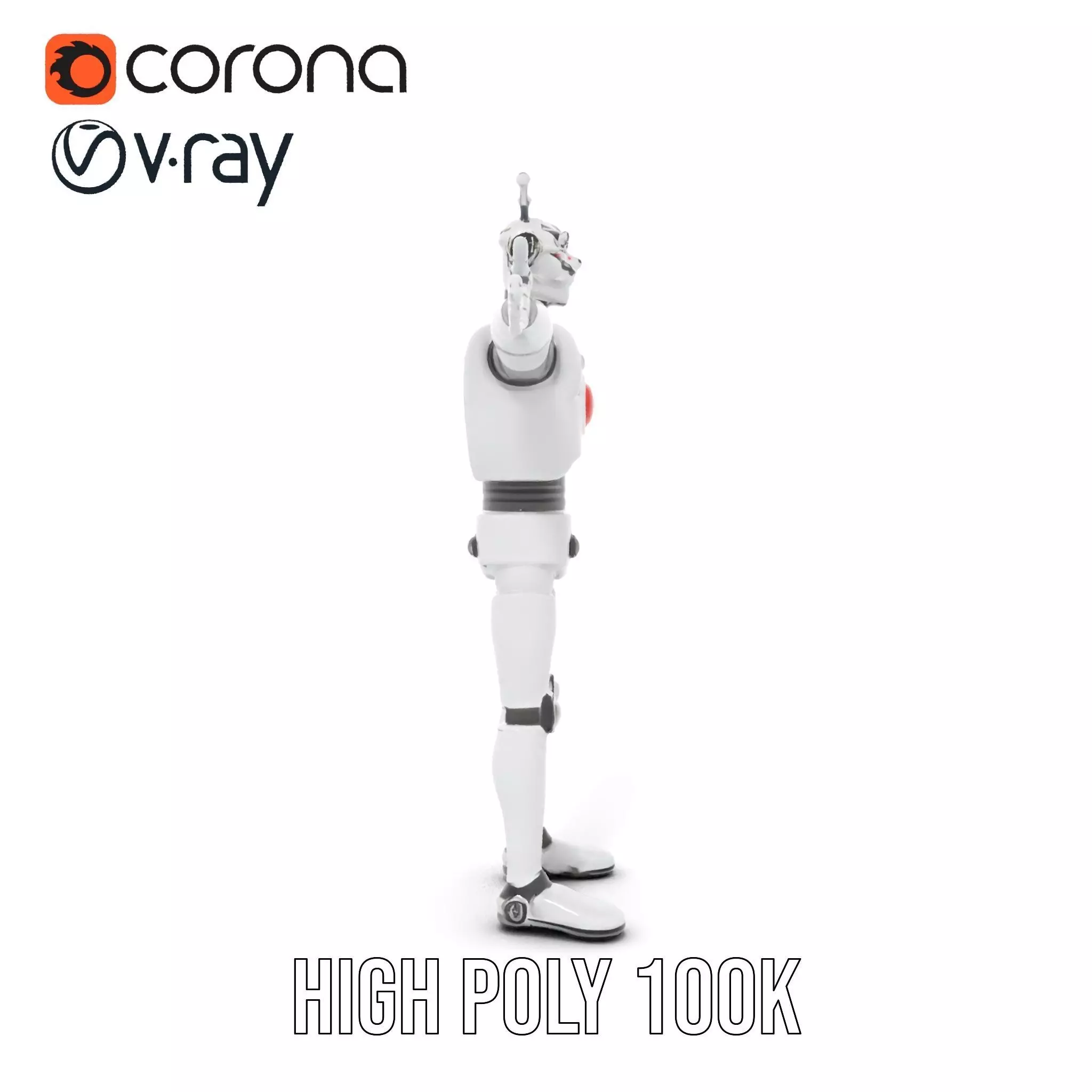 Retro Robot with Antennas Model Pack Low-poly 3D model_17