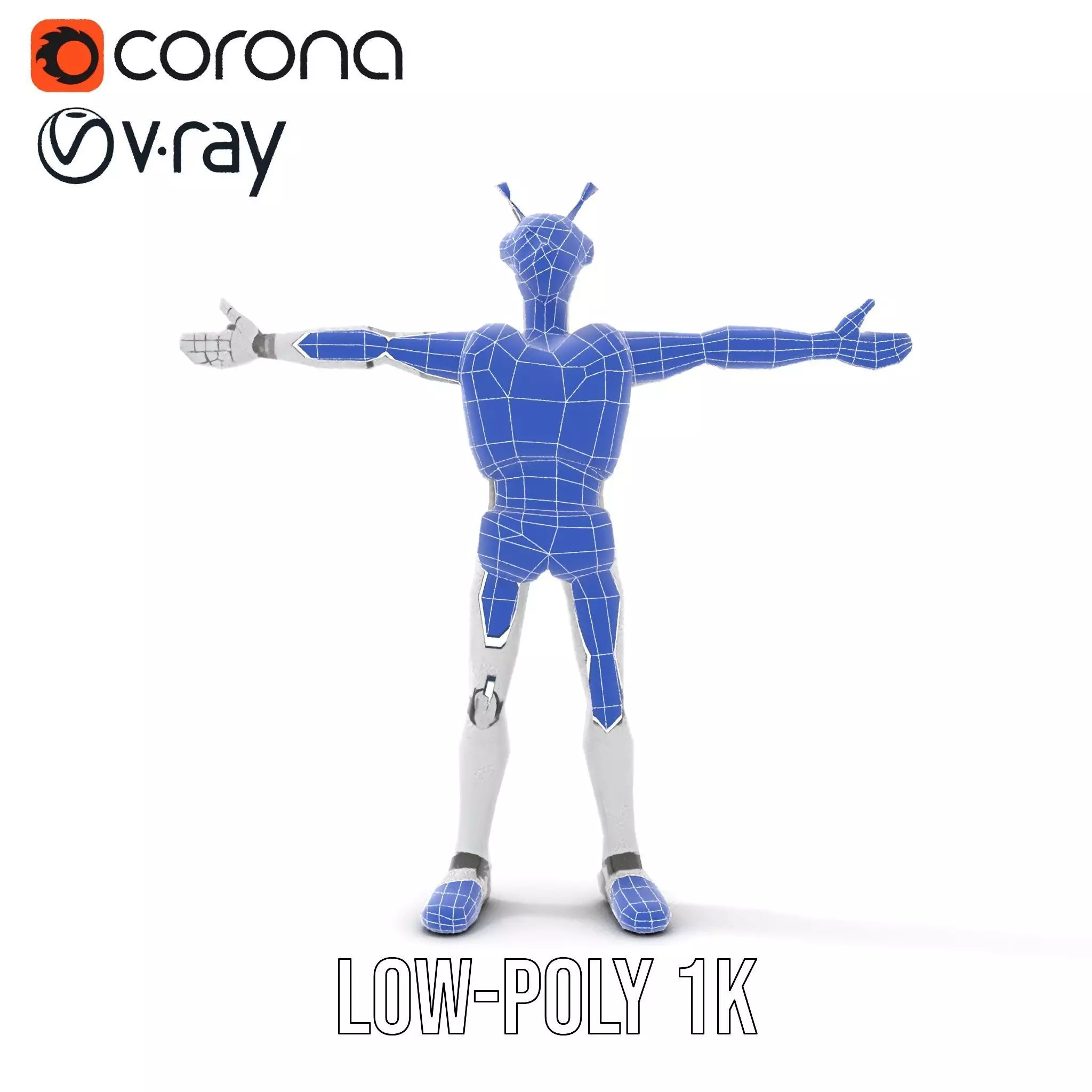 Retro Robot with Antennas Model Pack Low-poly 3D model_16