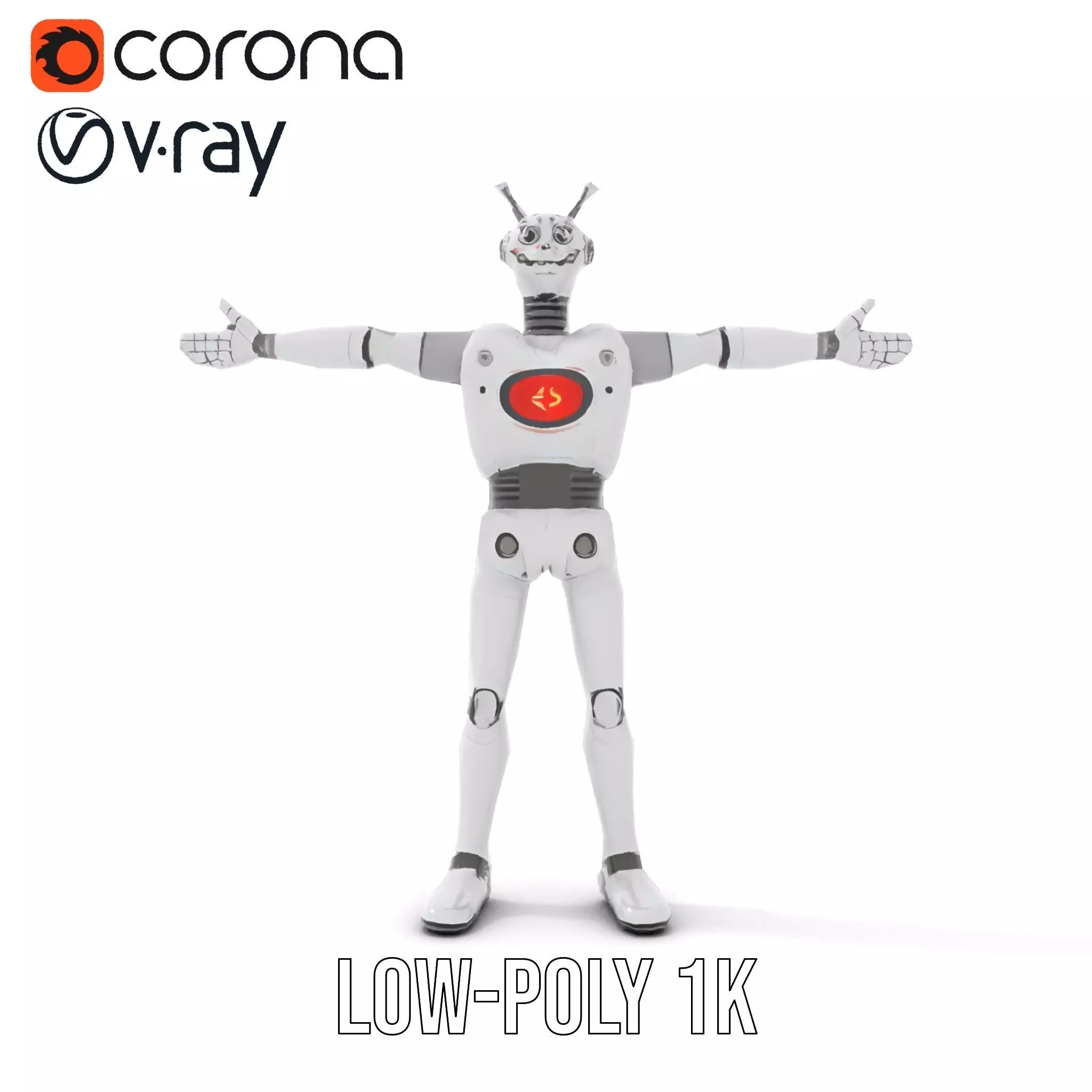 Retro Robot with Antennas Model Pack Low-poly 3D model_11