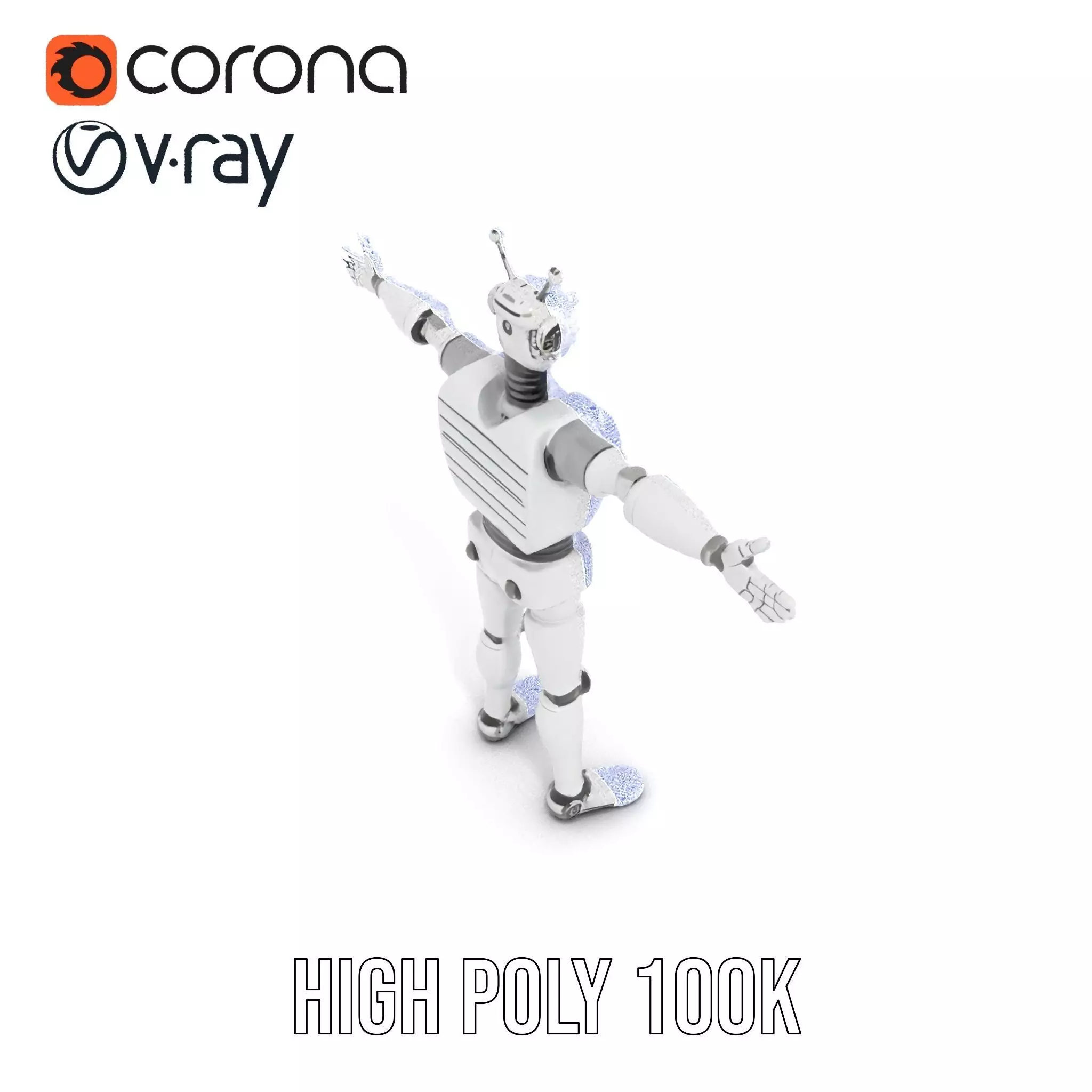 Retro Robot with Antennas Model Pack Low-poly 3D model_32