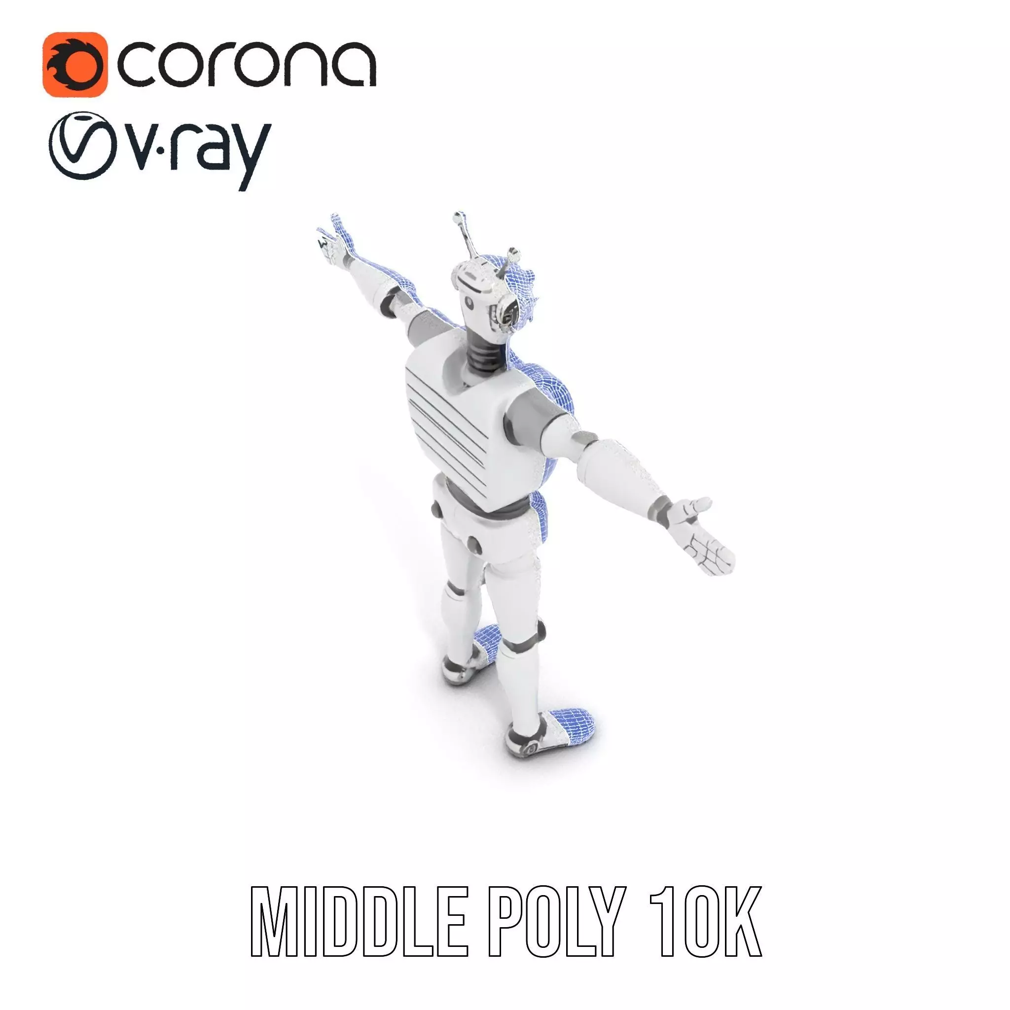 Retro Robot with Antennas Model Pack Low-poly 3D model_10