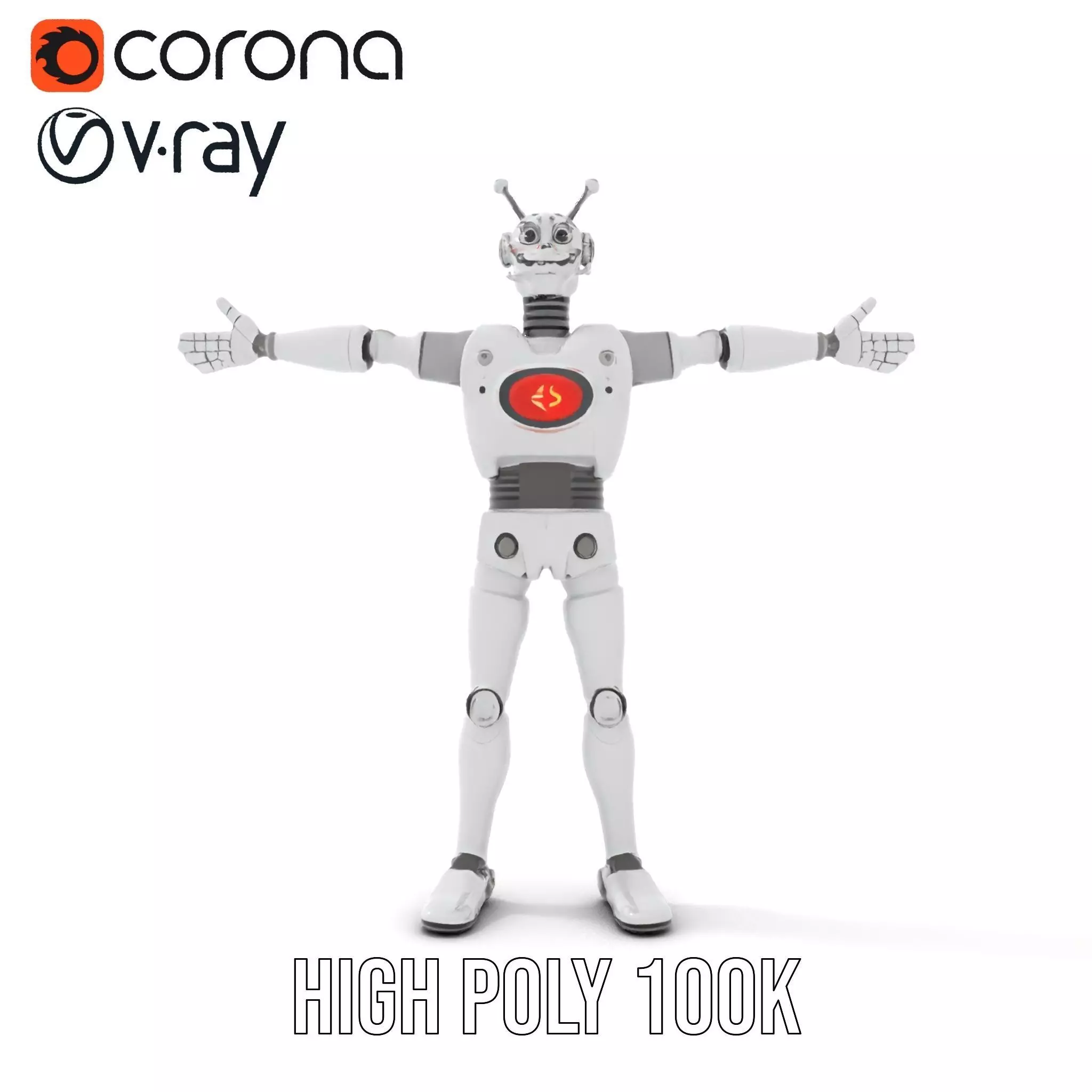 Retro Robot with Antennas Model Pack Low-poly 3D model_20