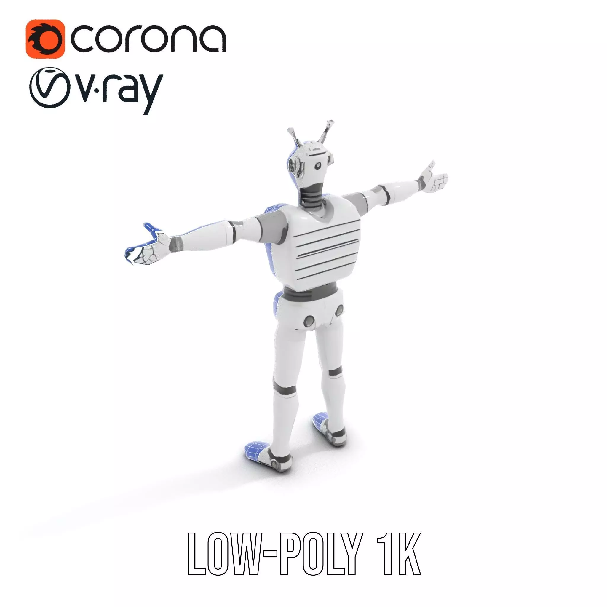 Retro Robot with Antennas Model Pack Low-poly 3D model_30