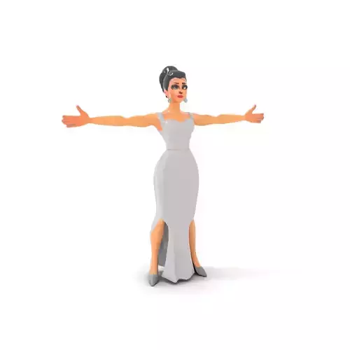 Elegant Silver Dress Character Model Pack Low-poly 3D model