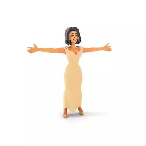 Elegant Woman Model Pack with Evening Gown Low-poly 3D model