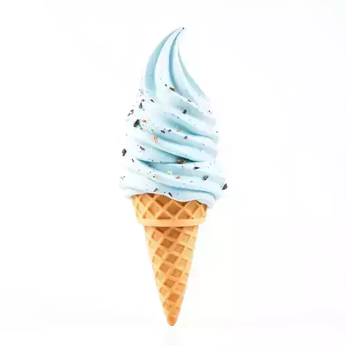 Realistic Ice Cream Cone Model Pack with Blue Swirl Texture Low-poly 3D model 2