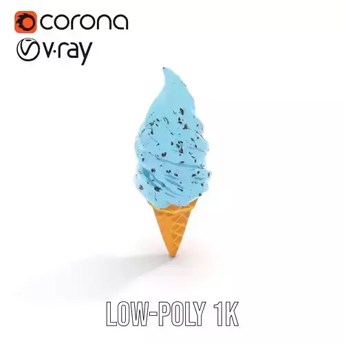 Realistic Ice Cream Cone Model Pack with Blue Swirl Texture Low-poly 3D model 7
