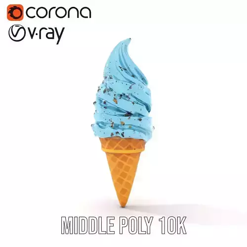 Realistic Ice Cream Cone Model Pack with Blue Swirl Texture Low-poly 3D model 6