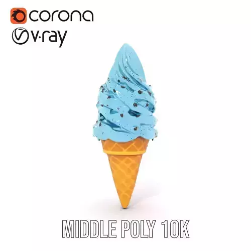 Realistic Ice Cream Cone Model Pack with Blue Swirl Texture Low-poly 3D model 5
