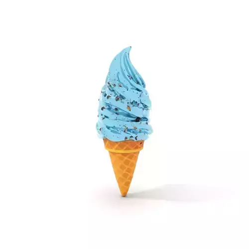 Realistic Ice Cream Cone Model Pack with Blue Swirl Texture