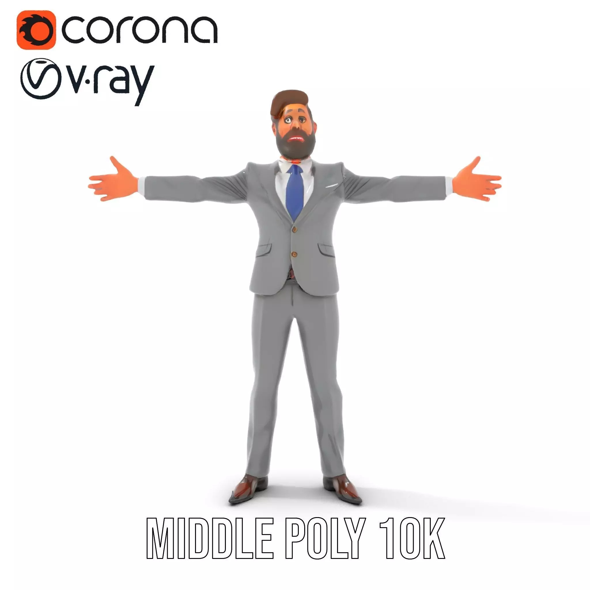 Businessman Character Model Pack with Suit and Tie Low-poly 3D model_18