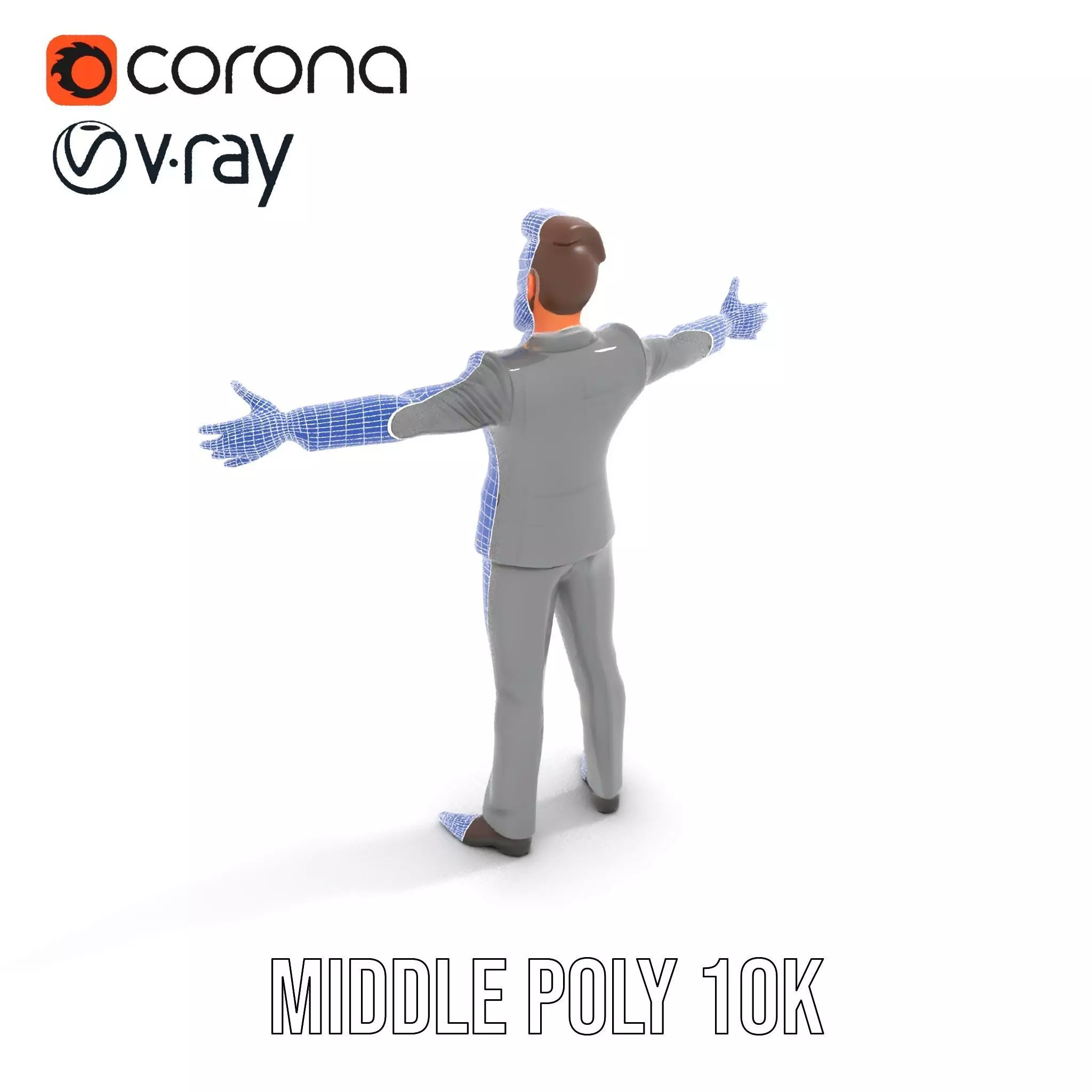 Businessman Character Model Pack with Suit and Tie Low-poly 3D model_10