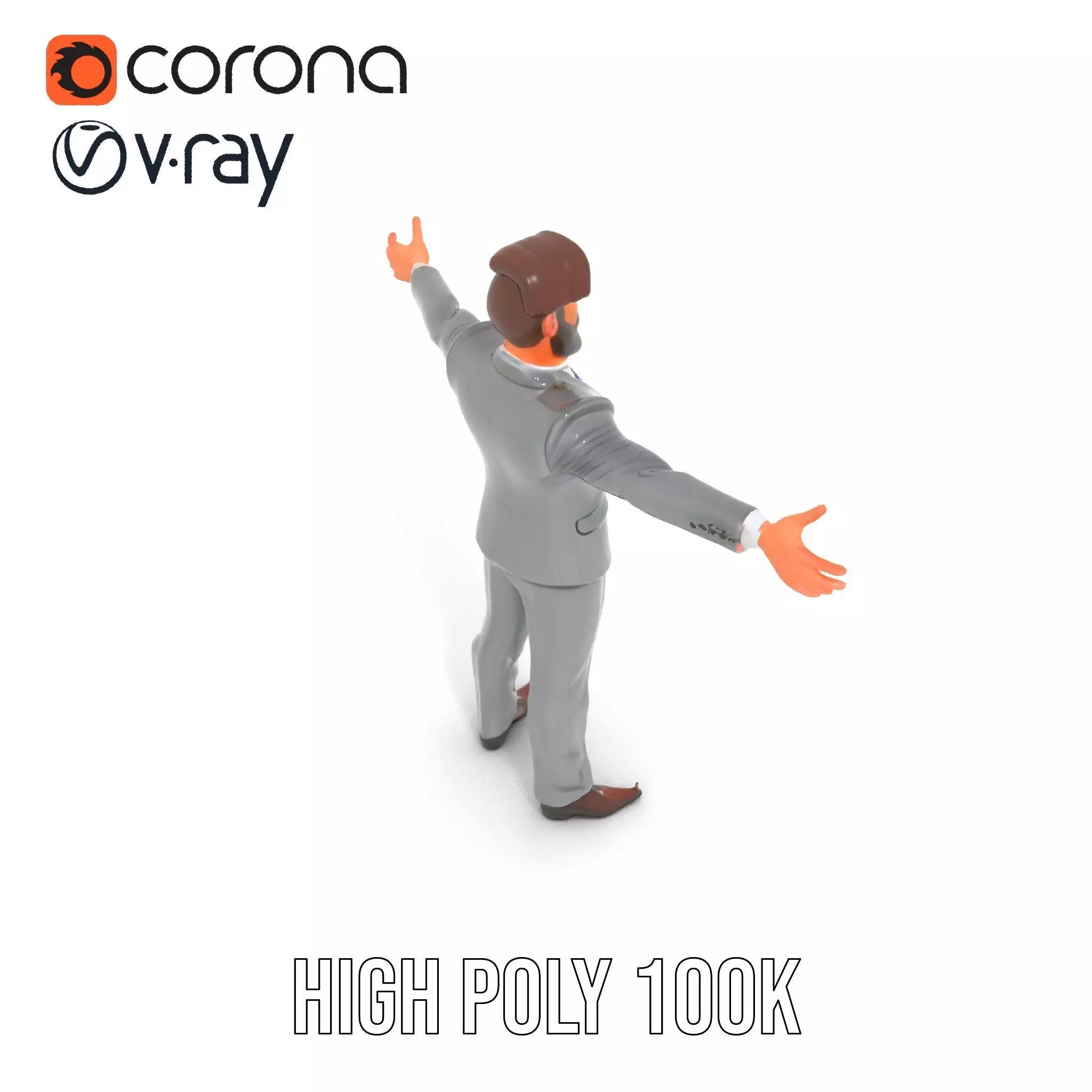 Businessman Character Model Pack with Suit and Tie Low-poly 3D model_20