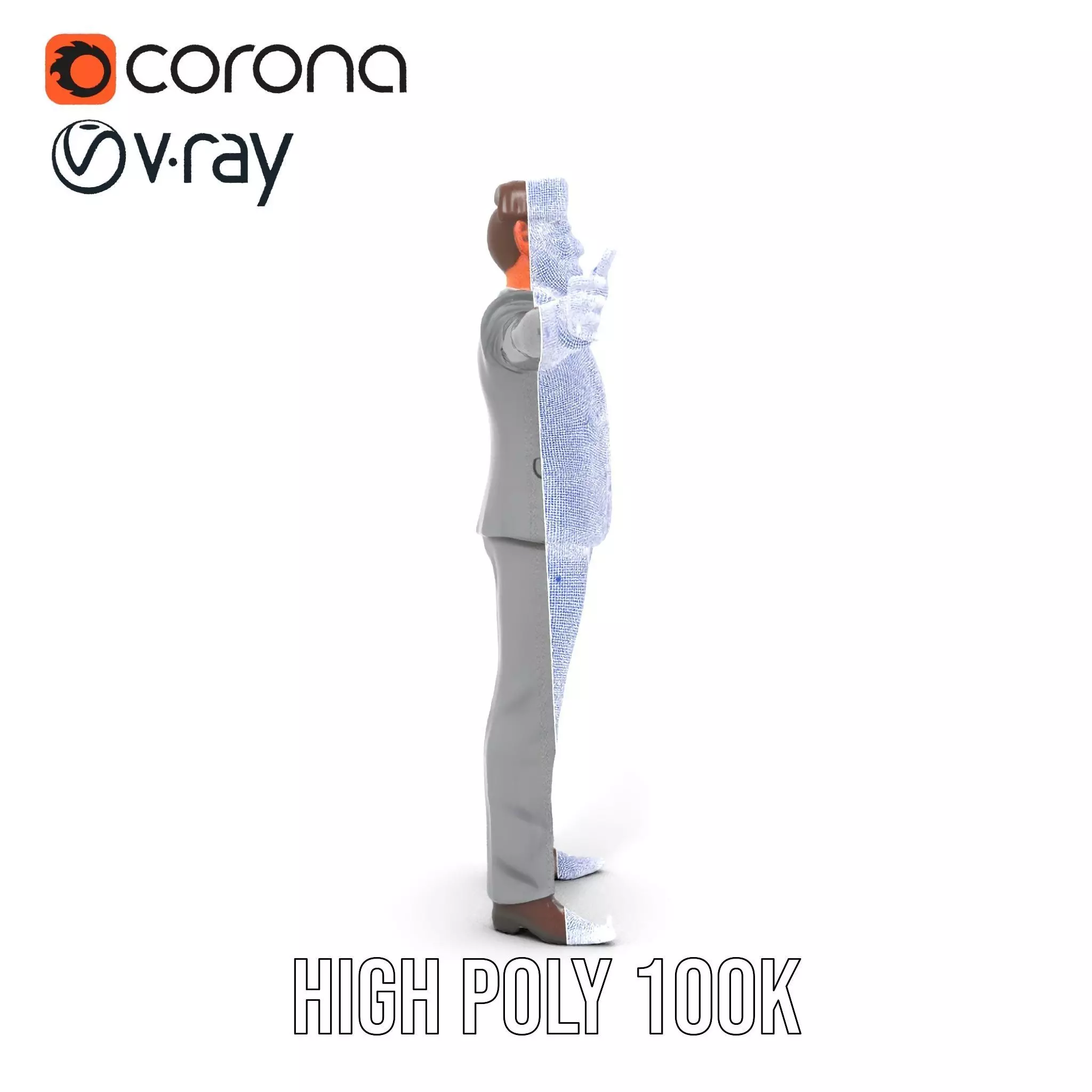 Businessman Character Model Pack with Suit and Tie Low-poly 3D model_31