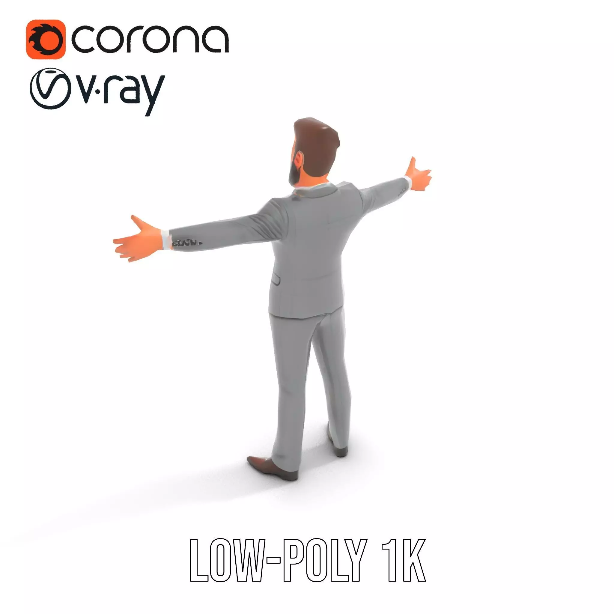 Businessman Character Model Pack with Suit and Tie Low-poly 3D model_9