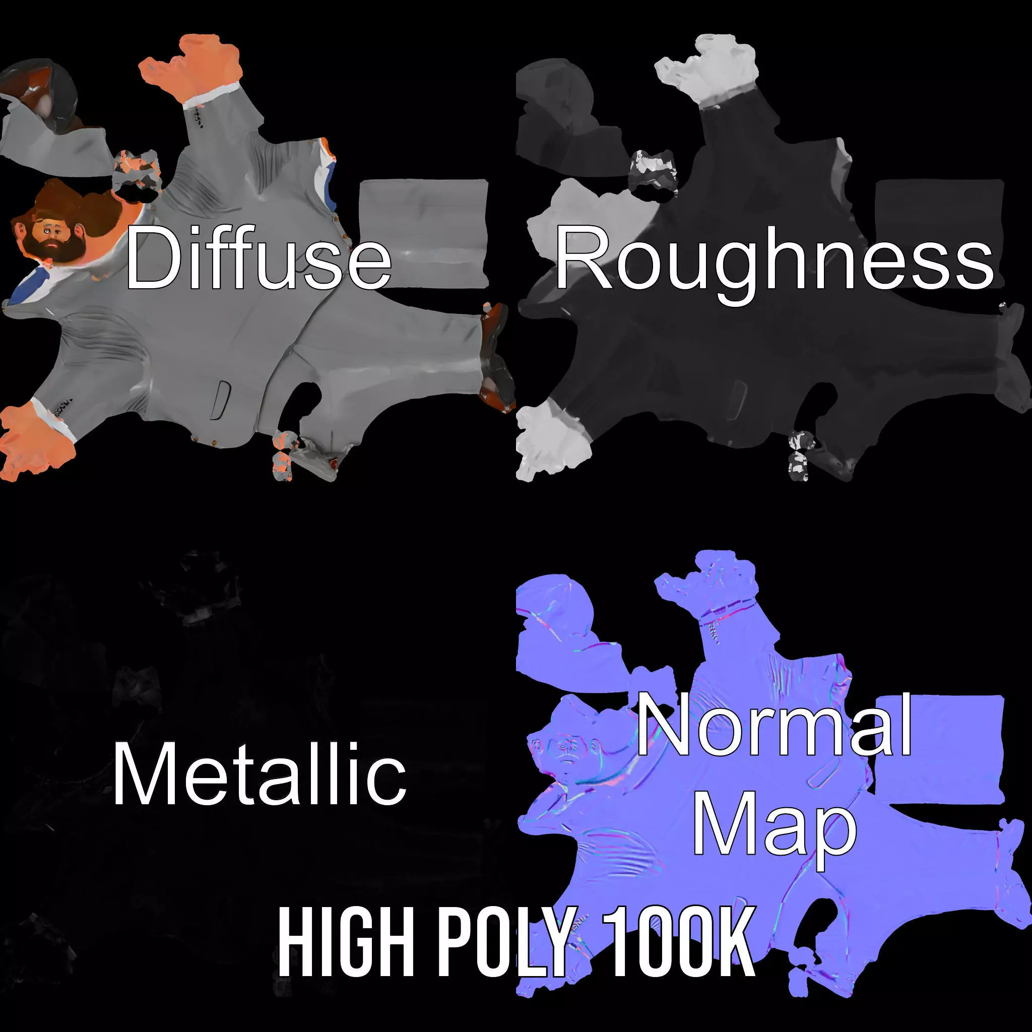 Businessman Character Model Pack with Suit and Tie Low-poly 3D model_3