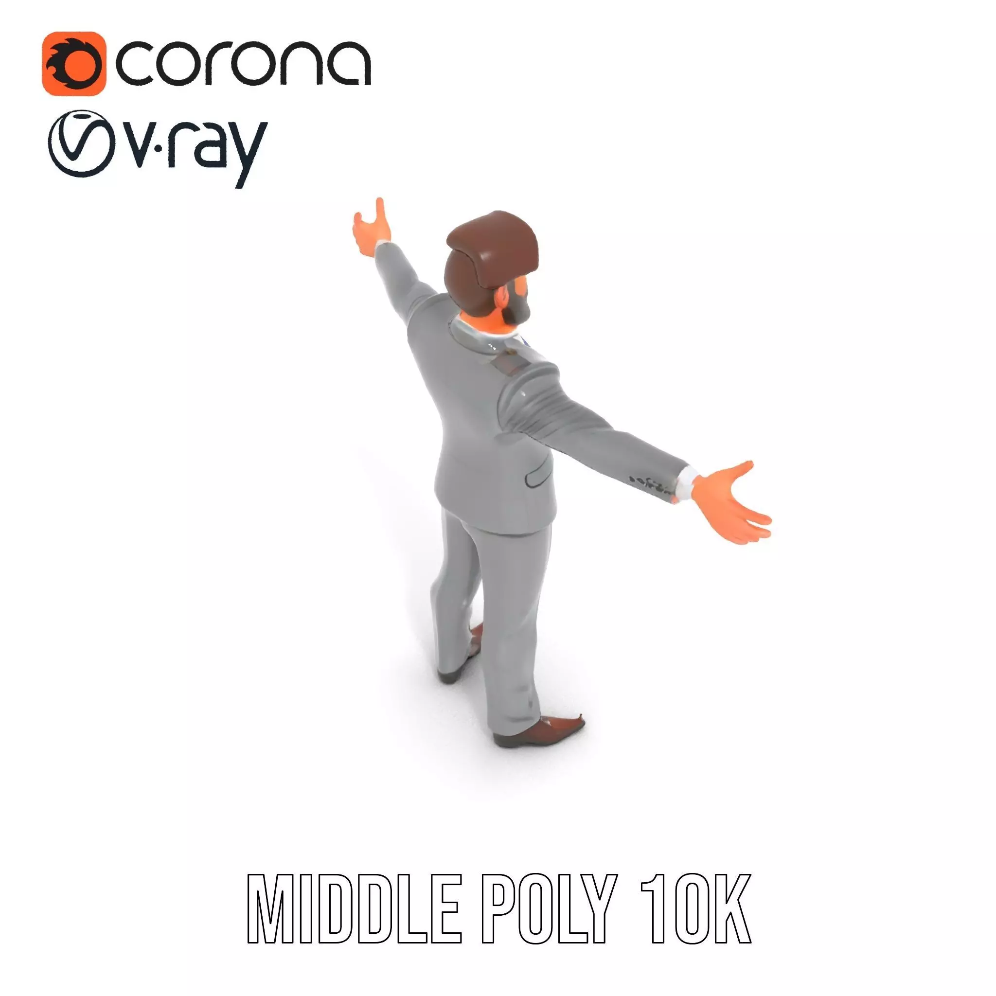 Businessman Character Model Pack with Suit and Tie Low-poly 3D model_6