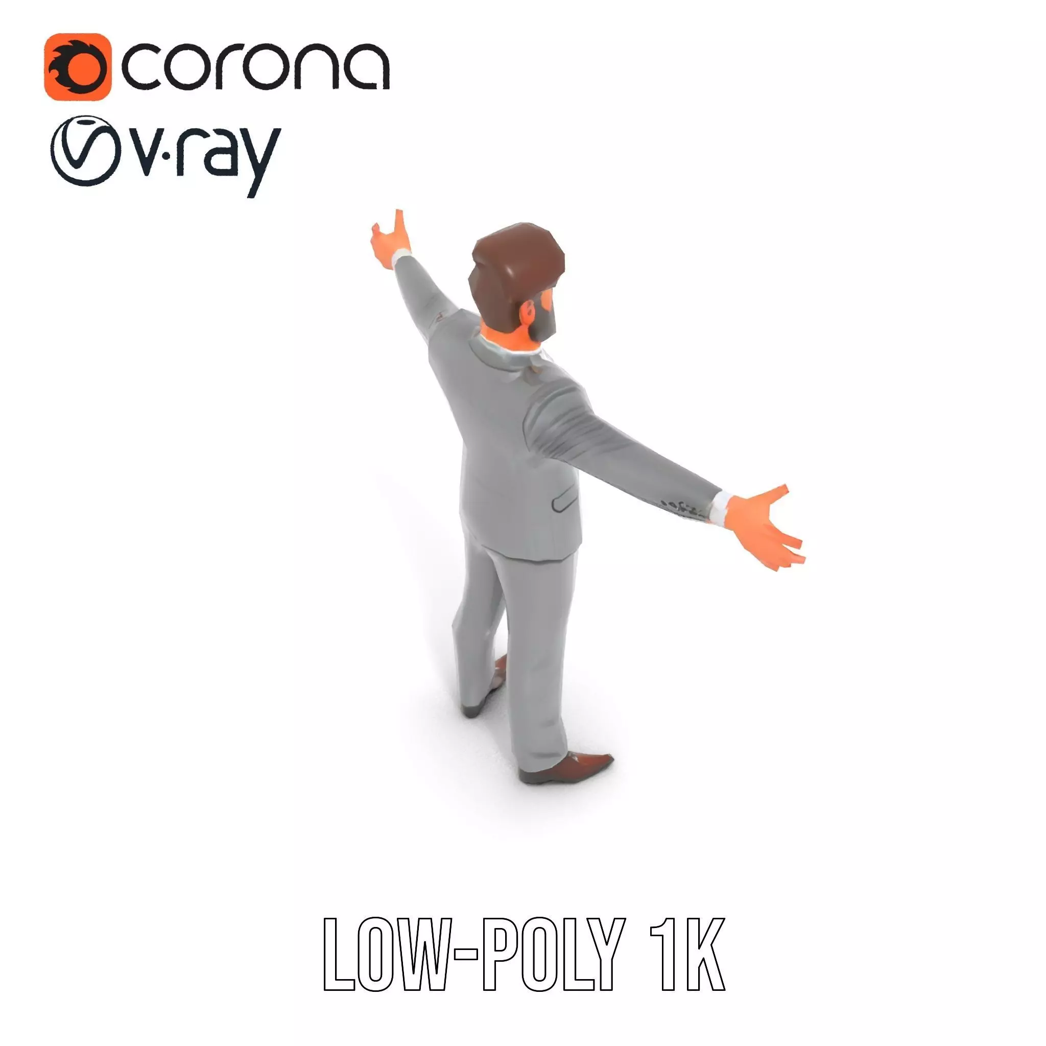 Businessman Character Model Pack with Suit and Tie Low-poly 3D model_16