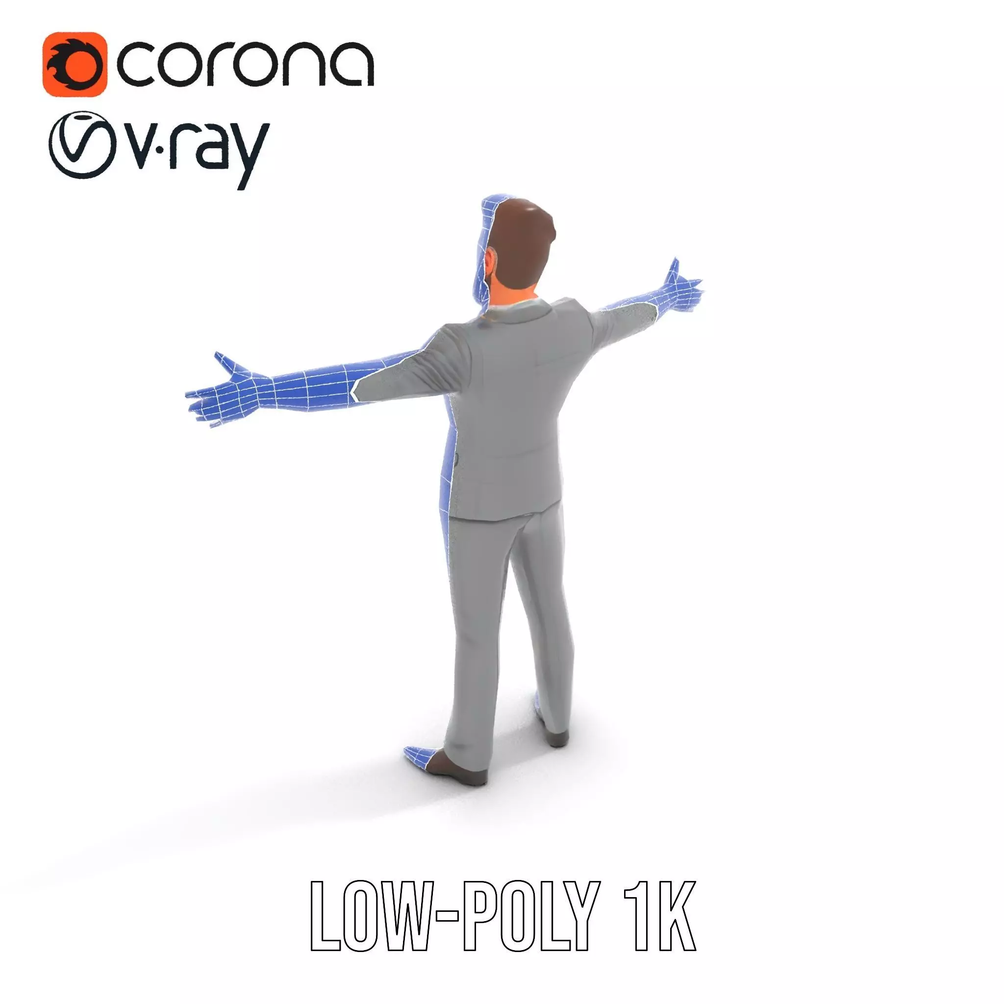 Businessman Character Model Pack with Suit and Tie Low-poly 3D model_19