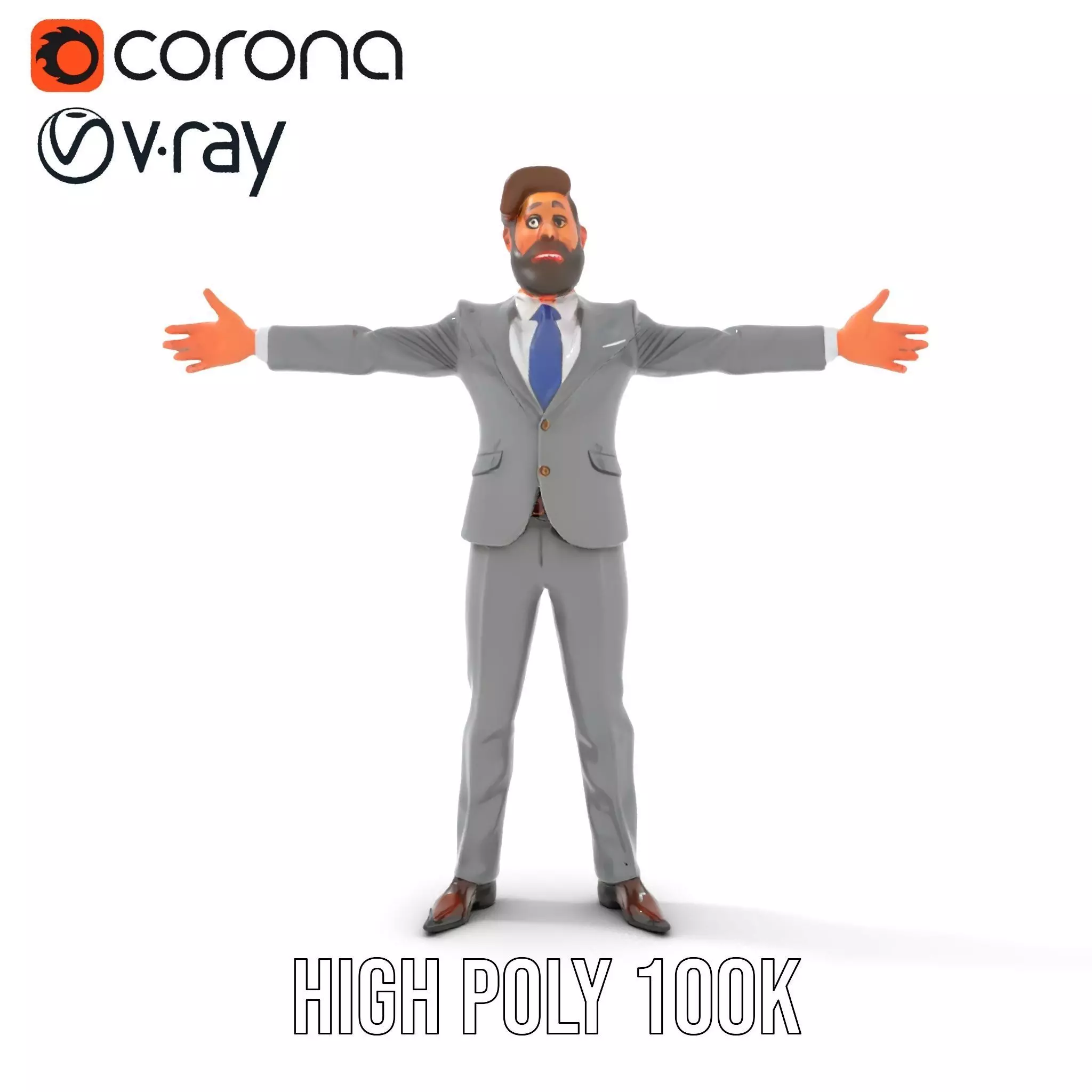 Businessman Character Model Pack with Suit and Tie Low-poly 3D model_23