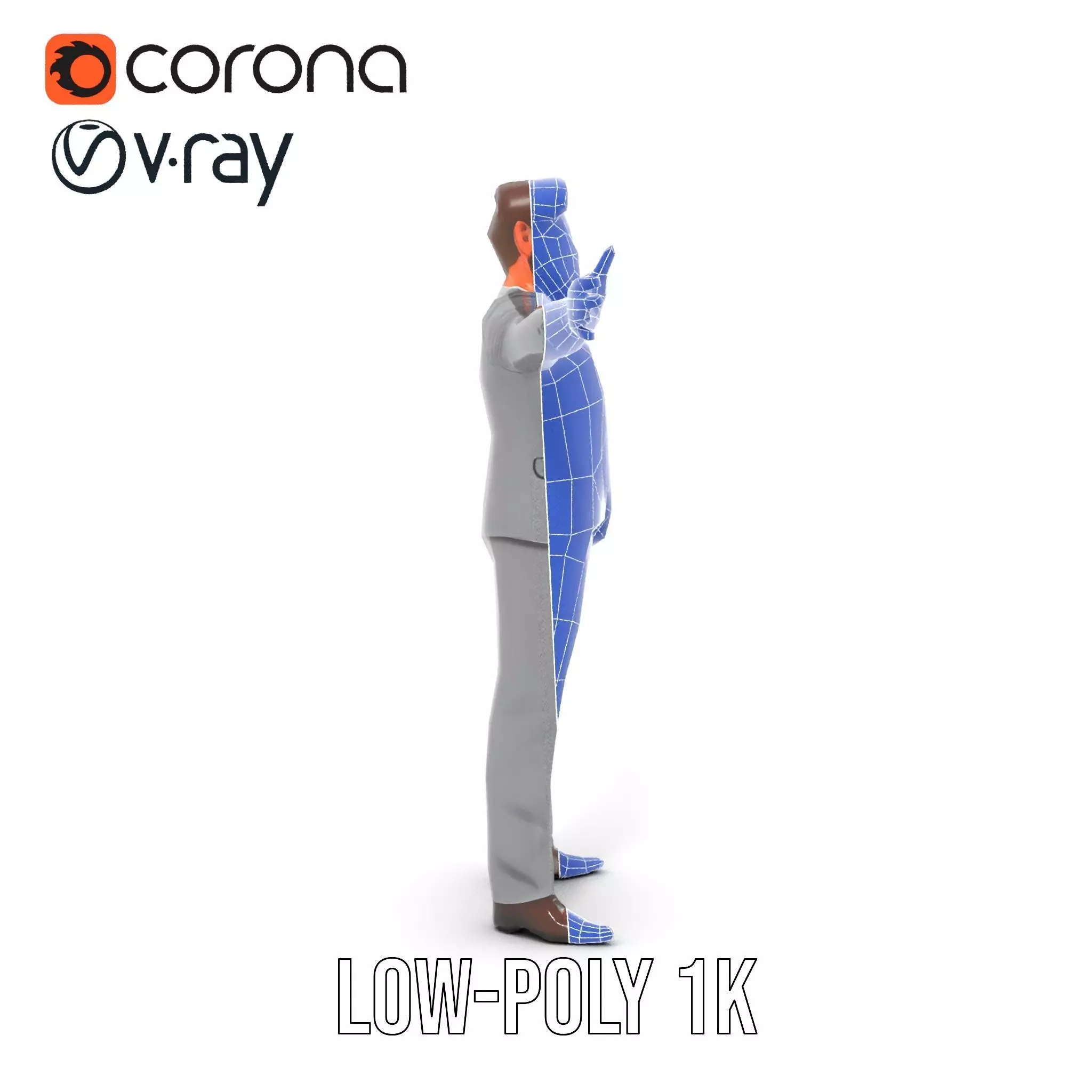 Businessman Character Model Pack with Suit and Tie Low-poly 3D model_25