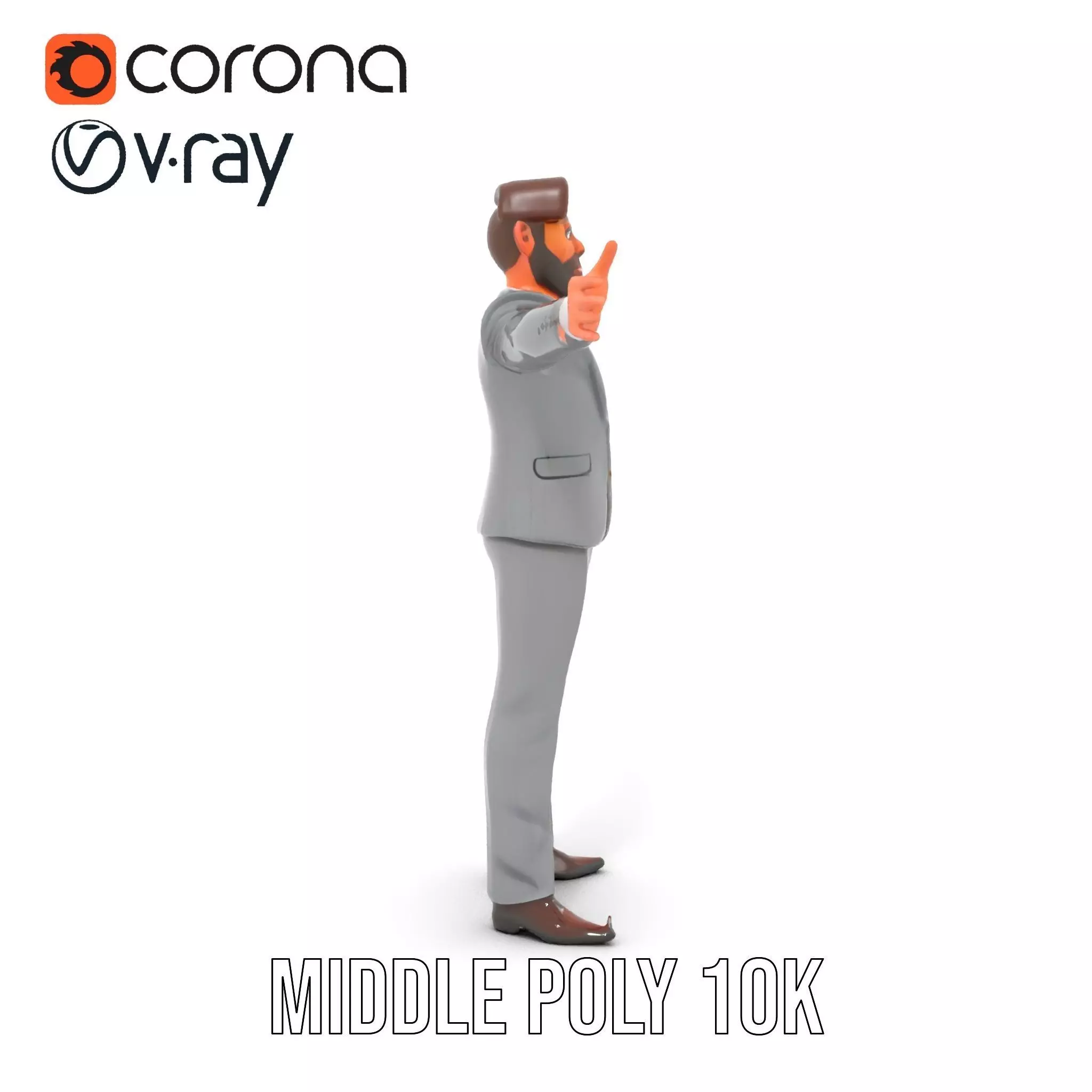 Businessman Character Model Pack with Suit and Tie Low-poly 3D model_21