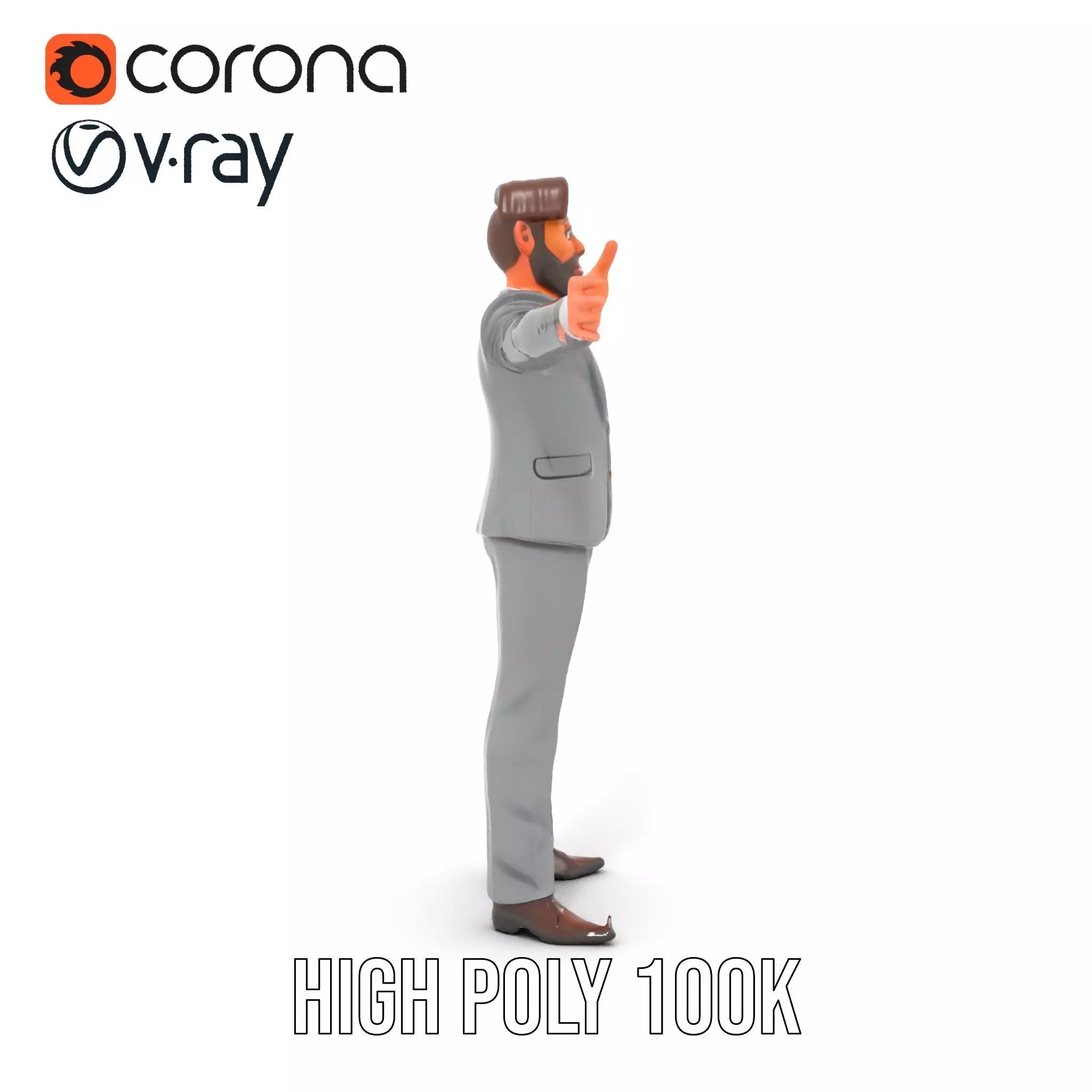 Businessman Character Model Pack with Suit and Tie Low-poly 3D model_32