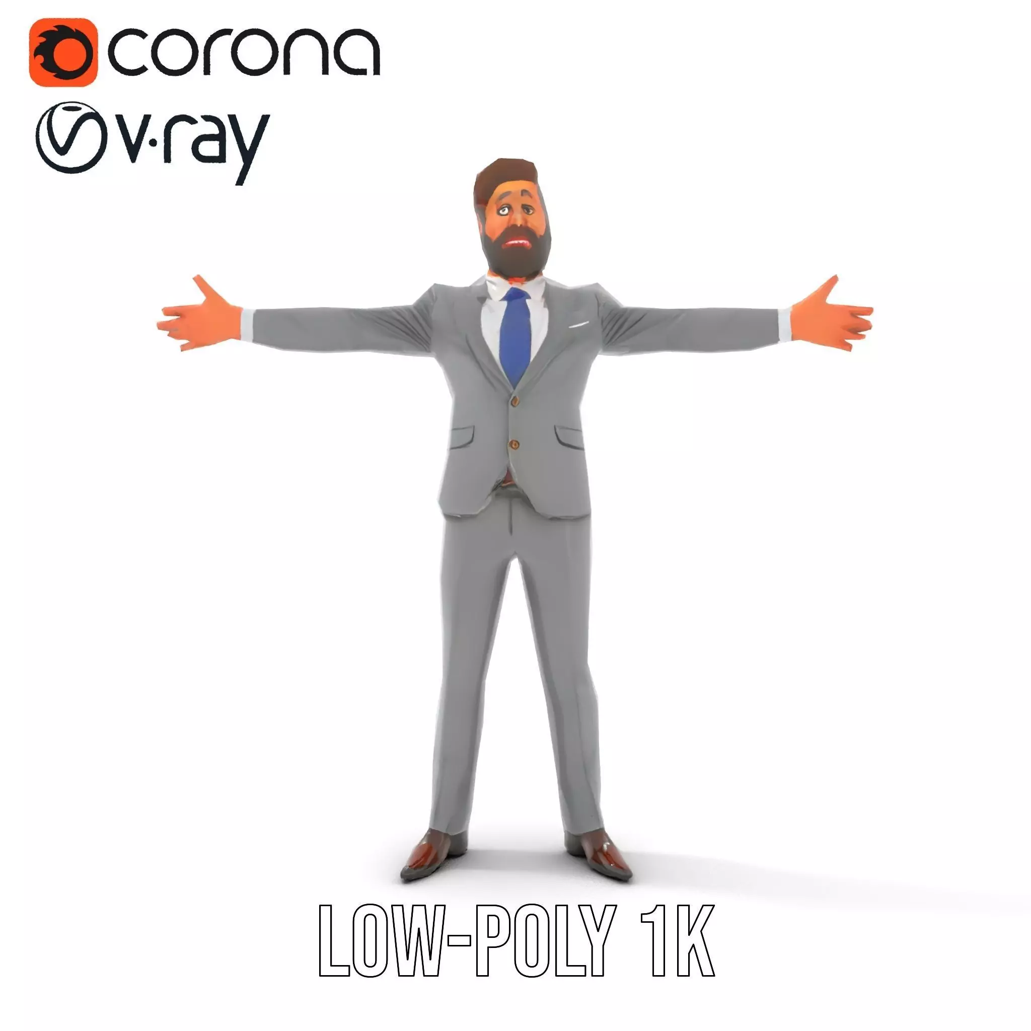 Businessman Character Model Pack with Suit and Tie Low-poly 3D model_11