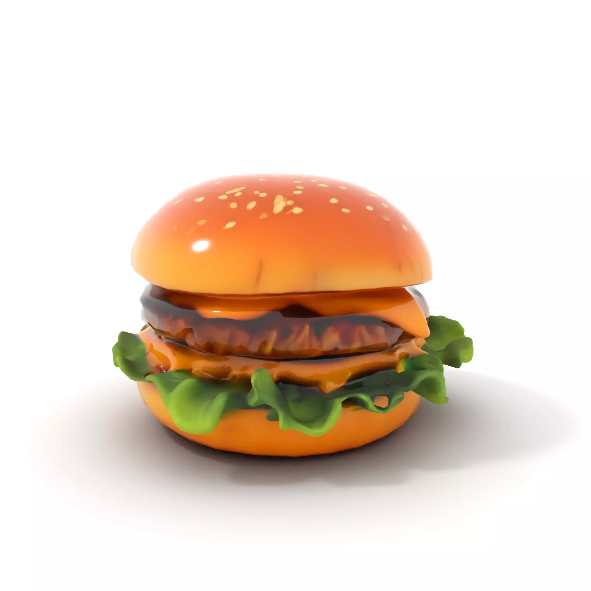 Realistic Cheeseburger with Lettuce Model Pack Low-poly 3D model_6