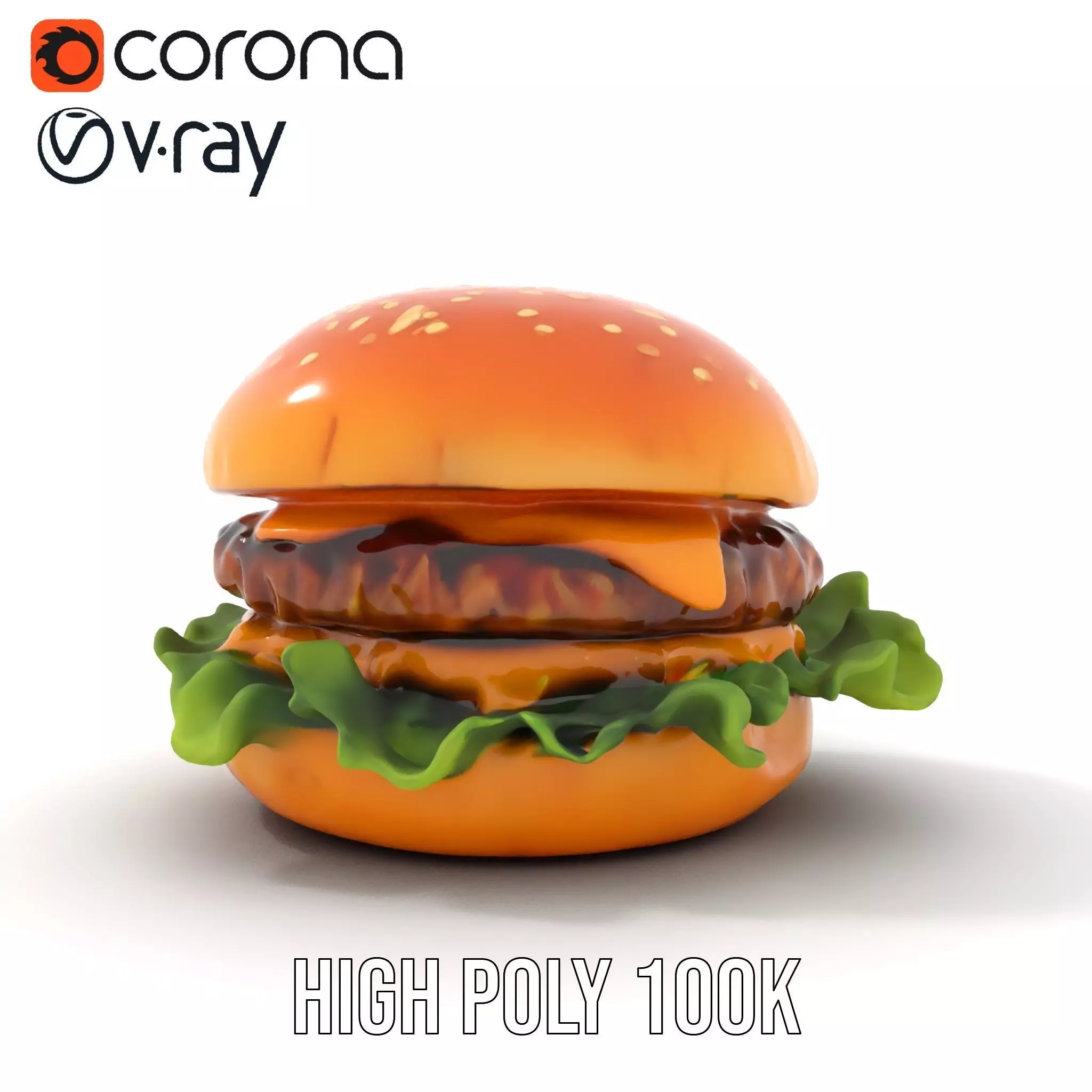 Realistic Cheeseburger with Lettuce Model Pack Low-poly 3D model_18