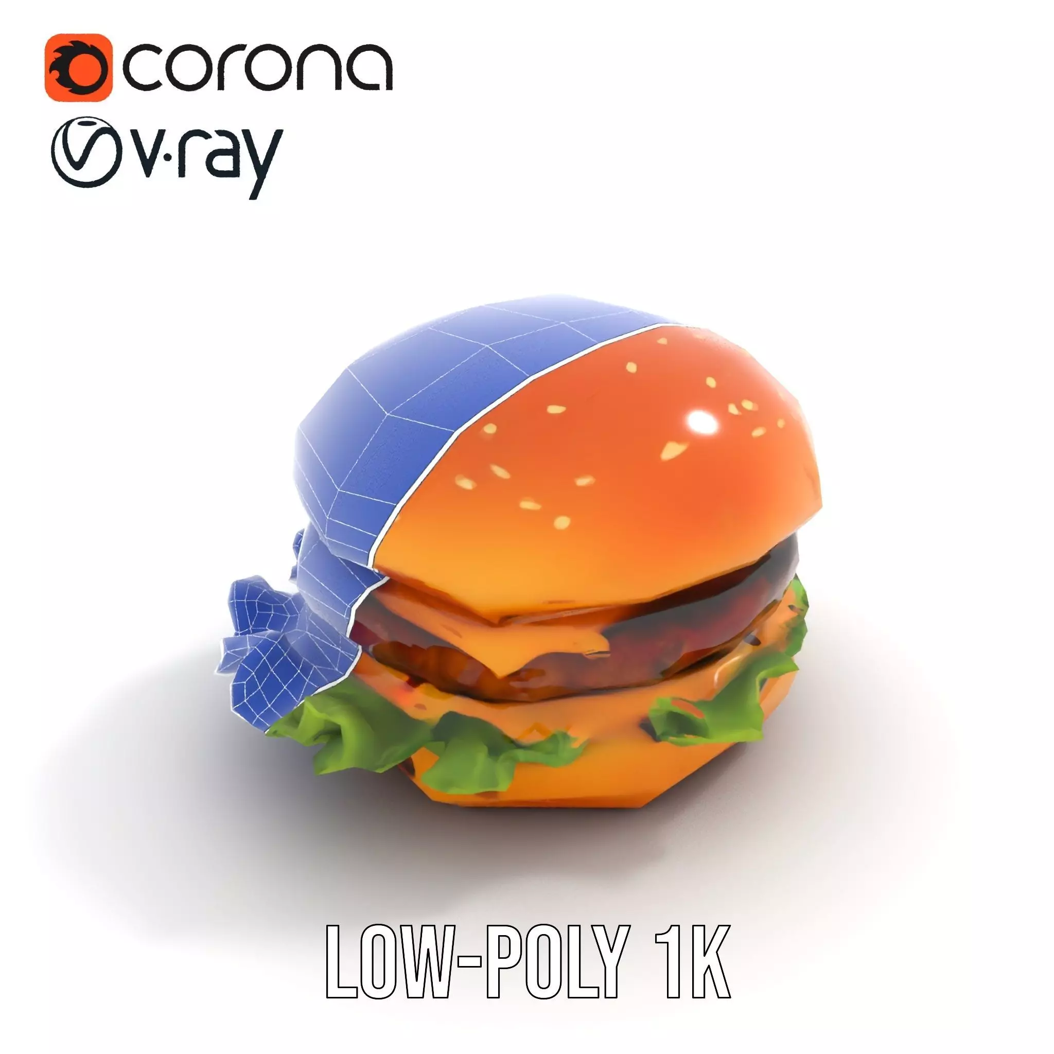 Realistic Cheeseburger with Lettuce Model Pack Low-poly 3D model_12