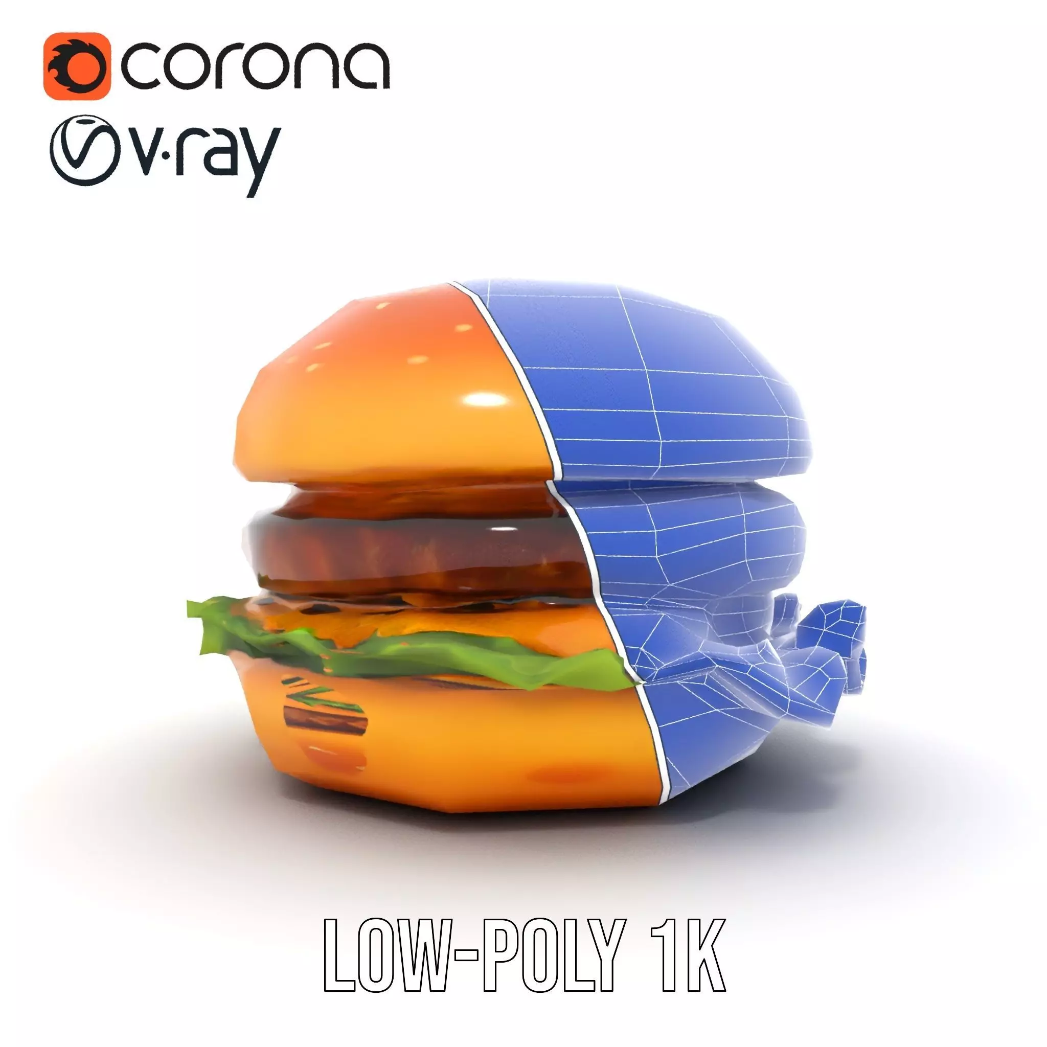 Realistic Cheeseburger with Lettuce Model Pack Low-poly 3D model_20