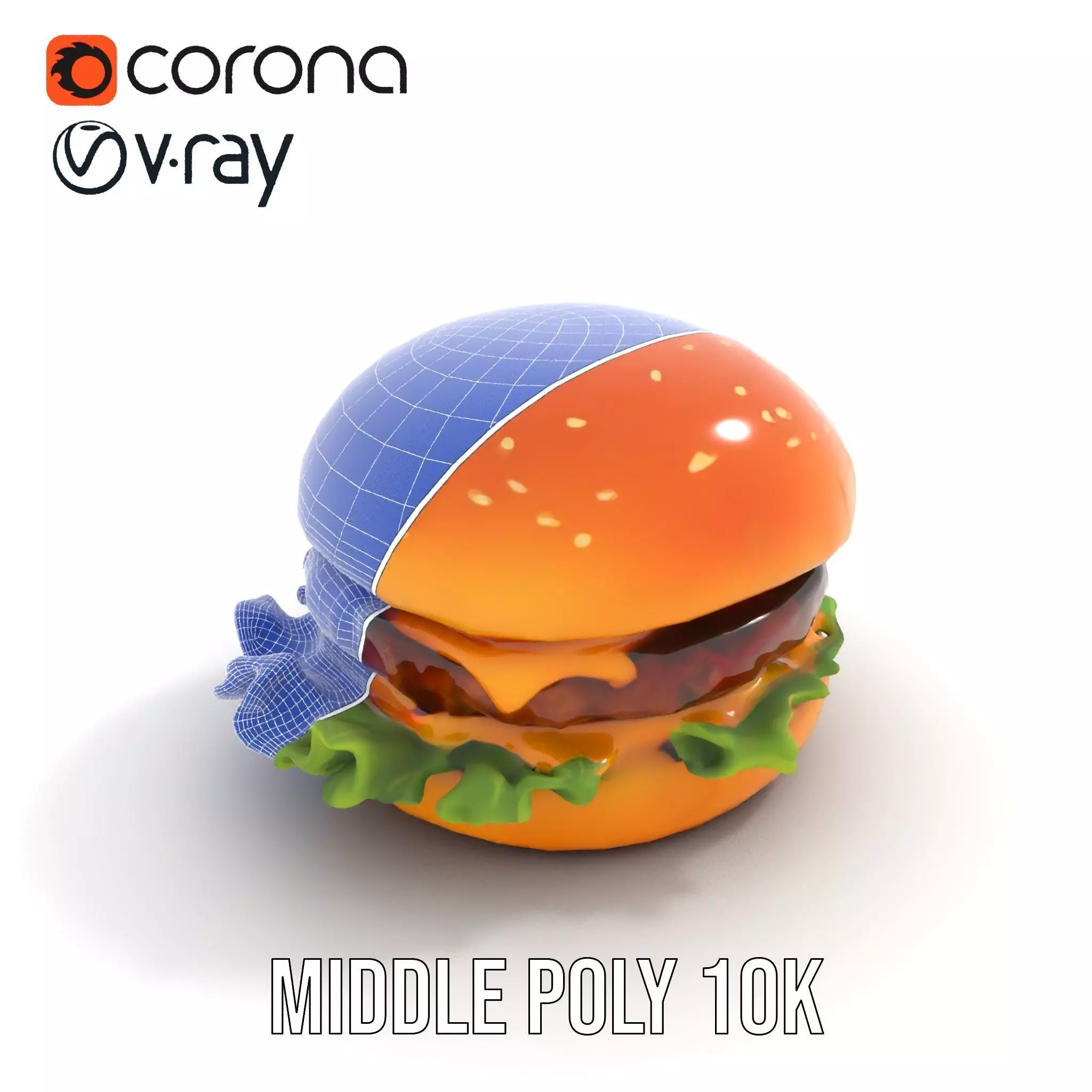 Realistic Cheeseburger with Lettuce Model Pack Low-poly 3D model_24