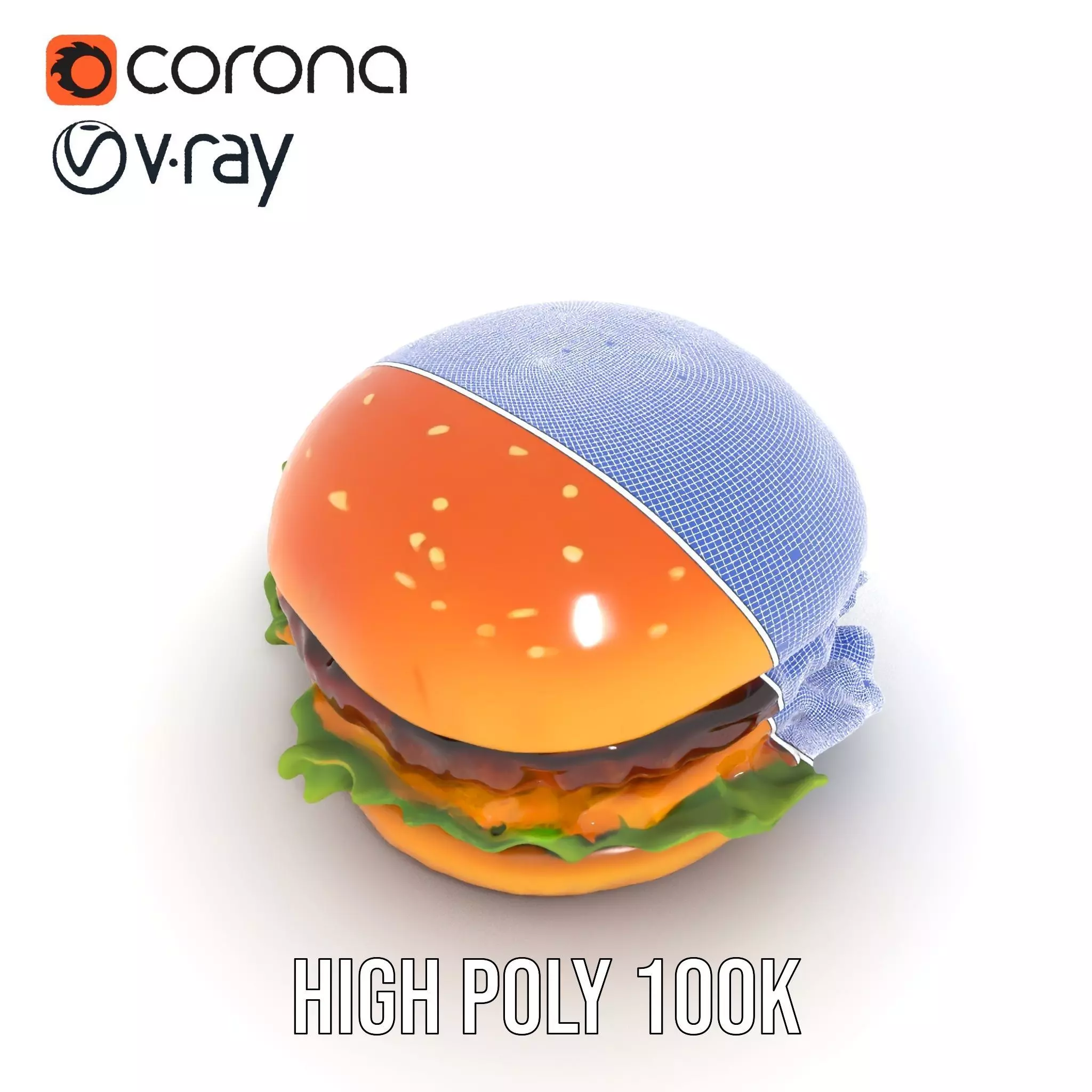 Realistic Cheeseburger with Lettuce Model Pack Low-poly 3D model_31