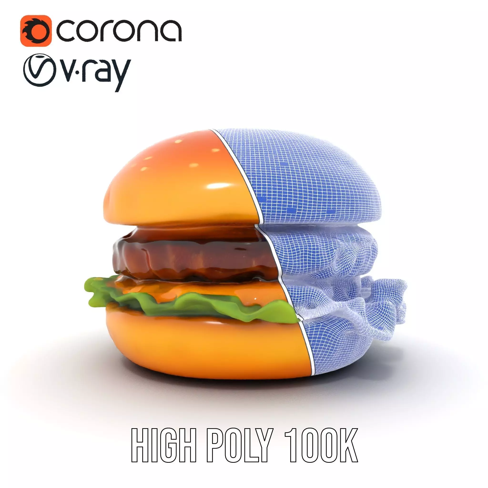 Realistic Cheeseburger with Lettuce Model Pack Low-poly 3D model_33