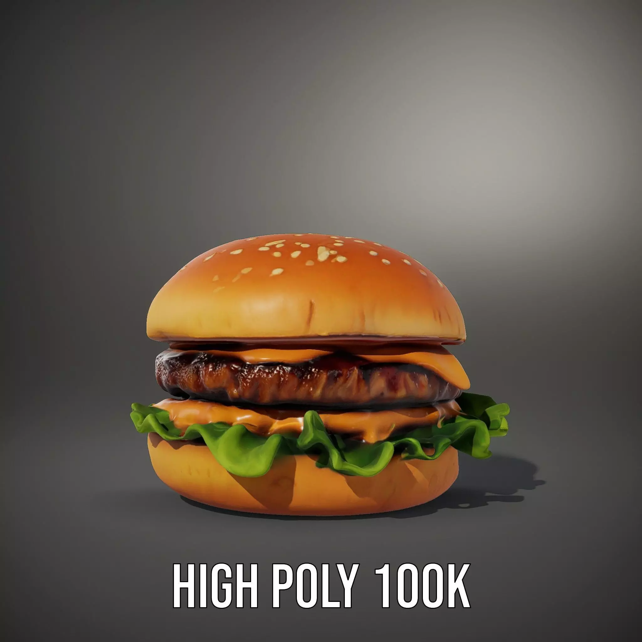 Realistic Cheeseburger with Lettuce Model Pack Low-poly 3D model_10