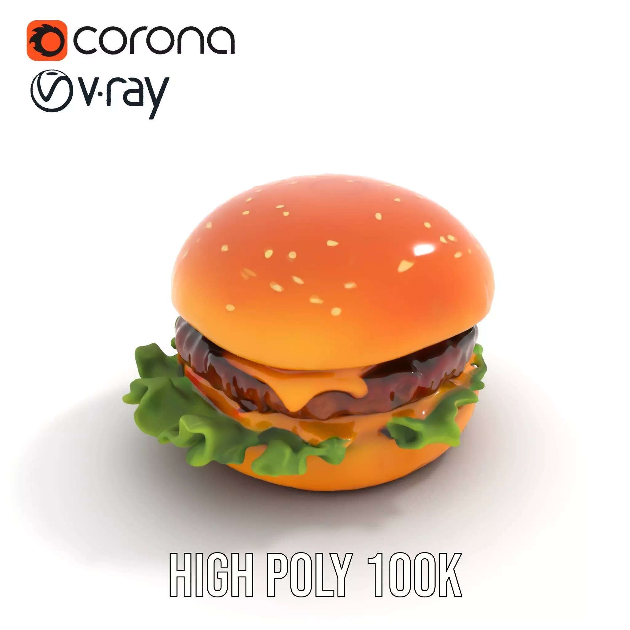Realistic Cheeseburger with Lettuce Model Pack Low-poly 3D model_15