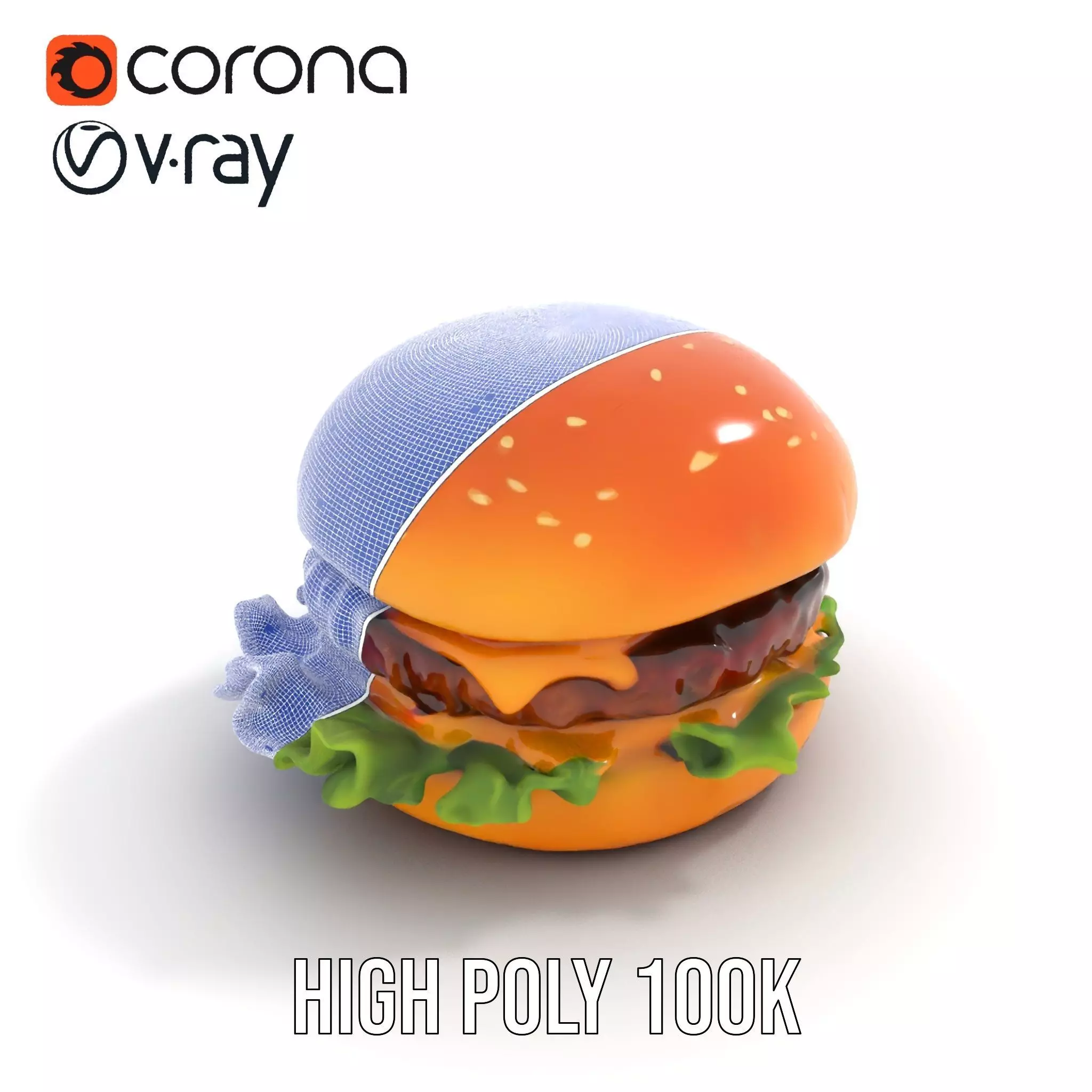 Realistic Cheeseburger with Lettuce Model Pack Low-poly 3D model_32