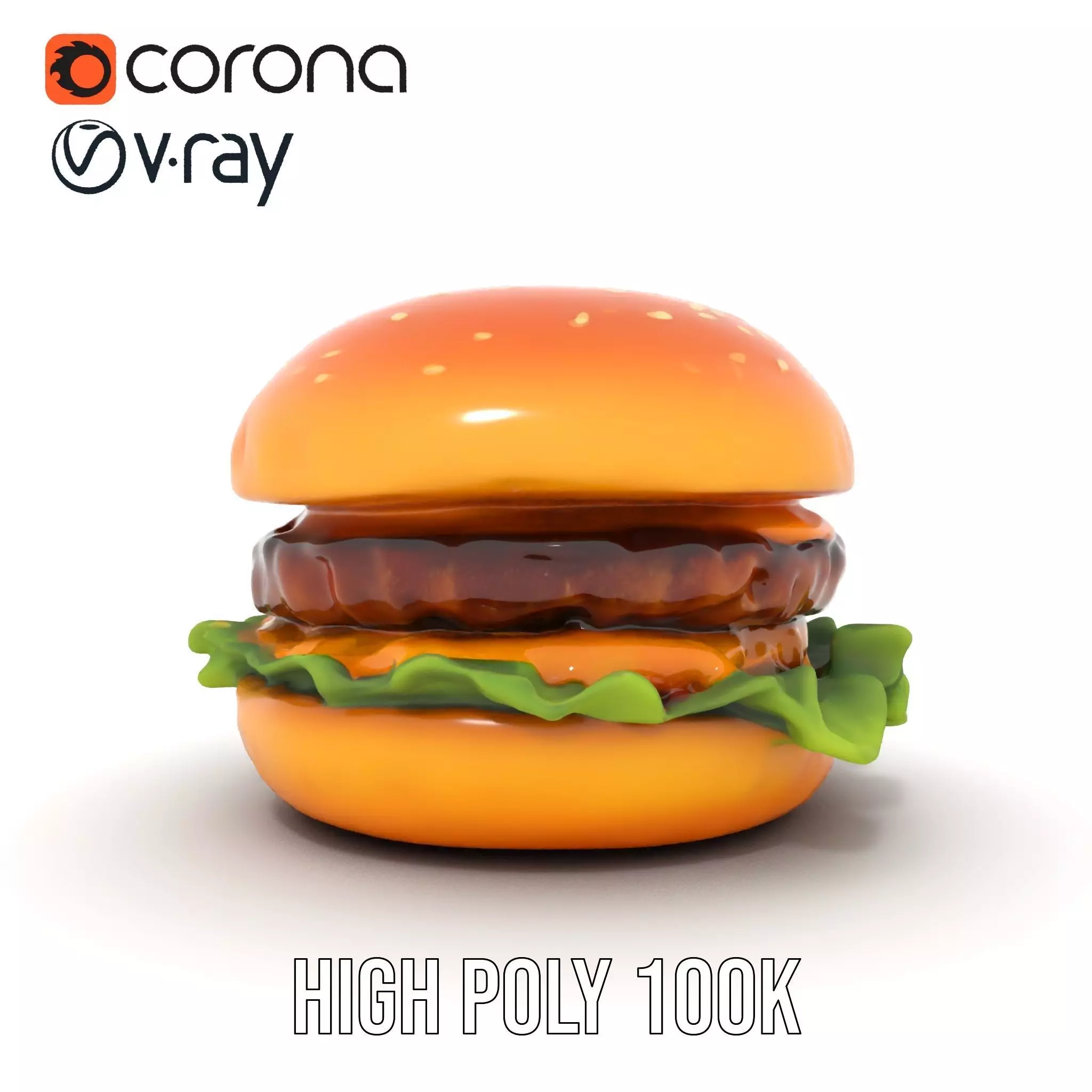 Realistic Cheeseburger with Lettuce Model Pack Low-poly 3D model_28