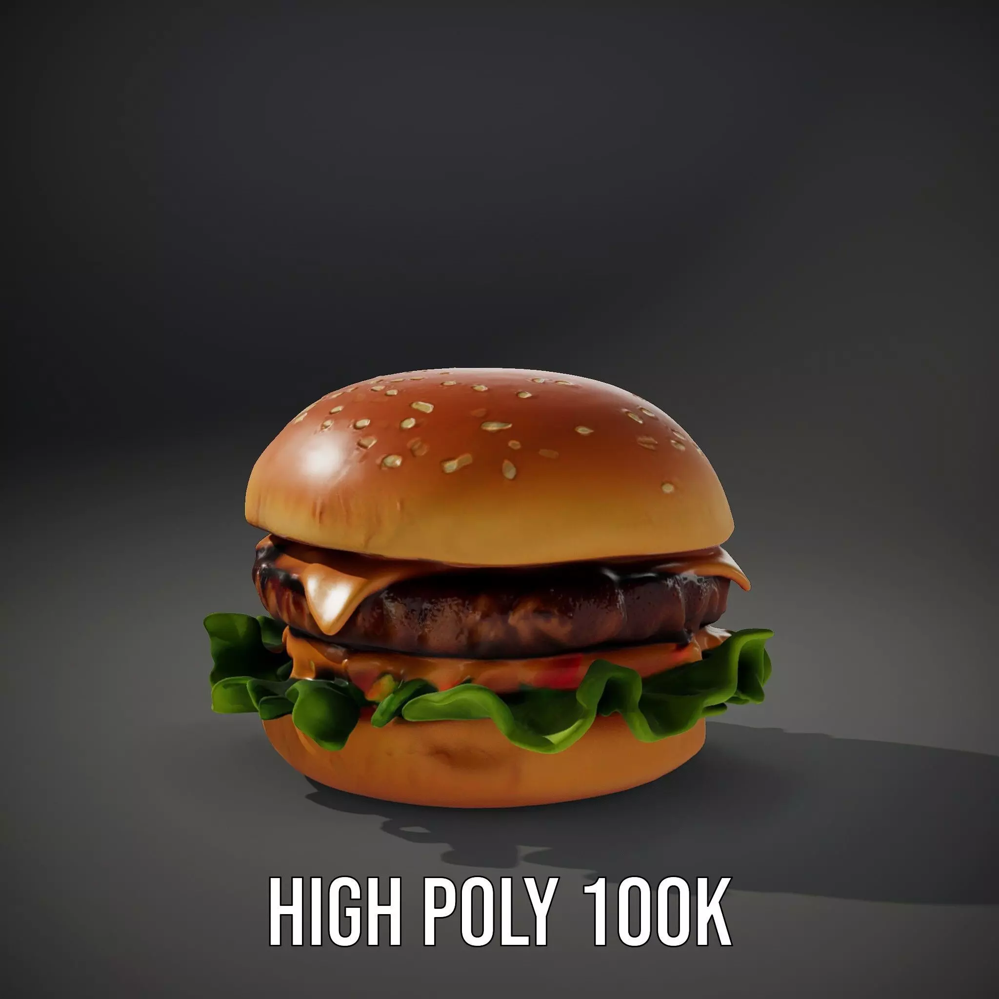 Realistic Cheeseburger with Lettuce Model Pack Low-poly 3D model_8