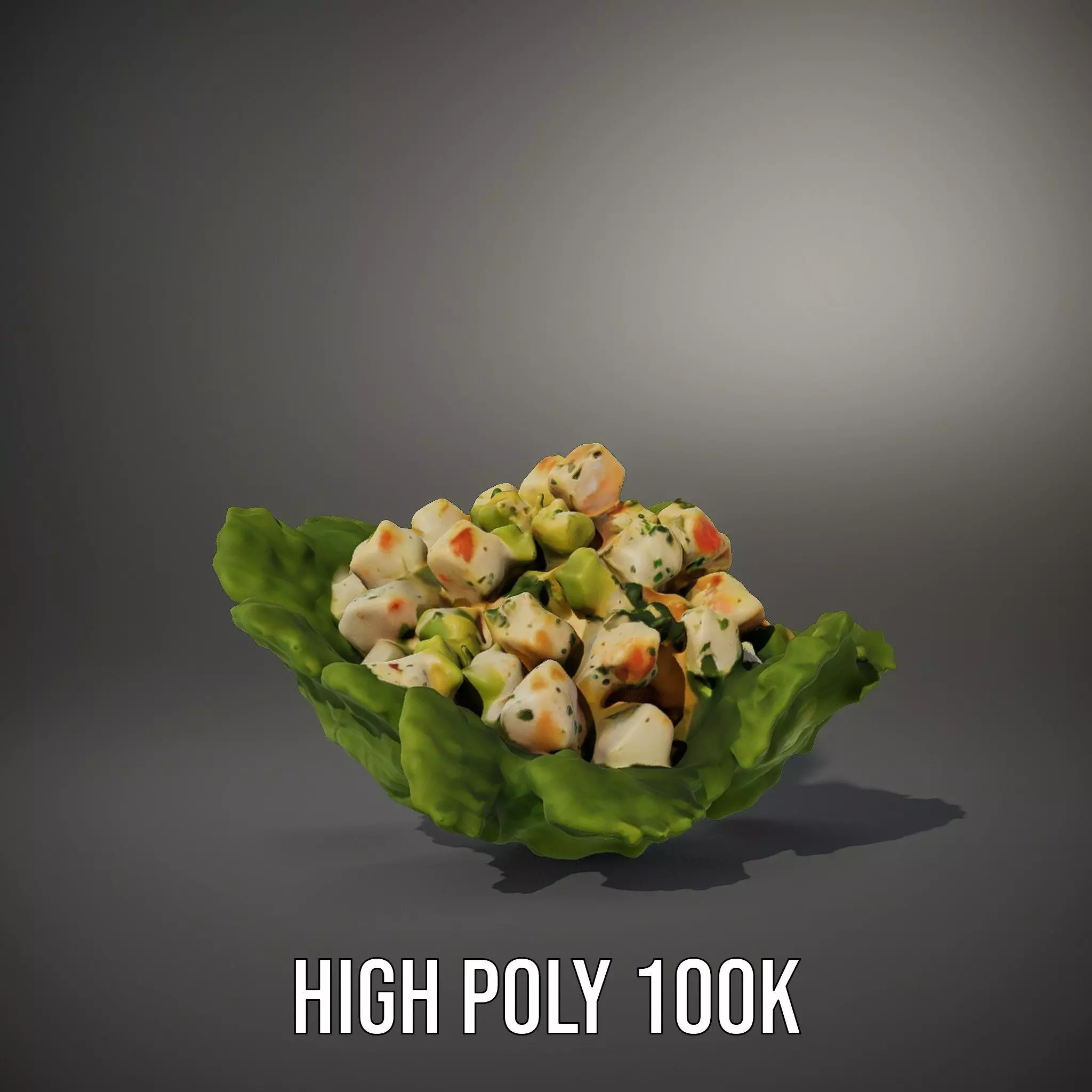 Fresh Seafood Salad on Lettuce model pack Low-poly 3D model_12