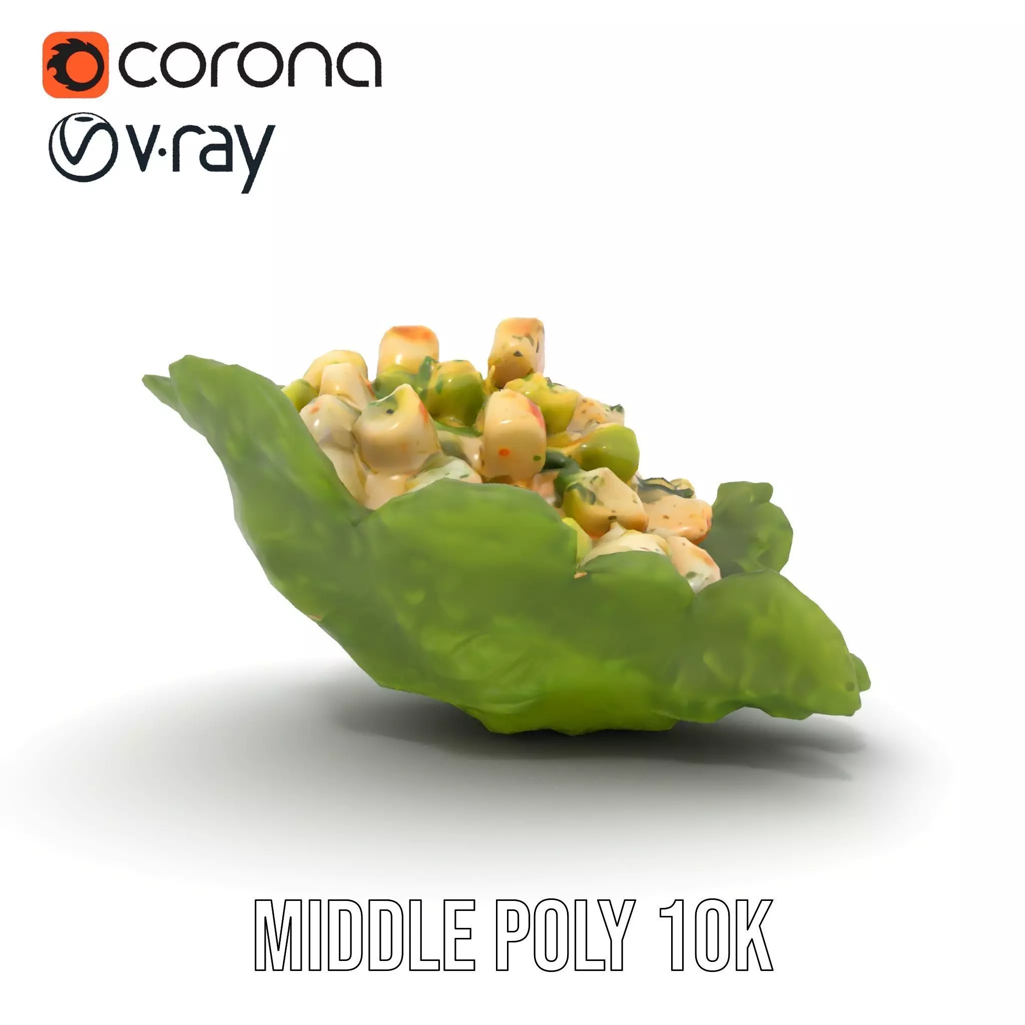 Fresh Seafood Salad on Lettuce model pack Low-poly 3D model_21