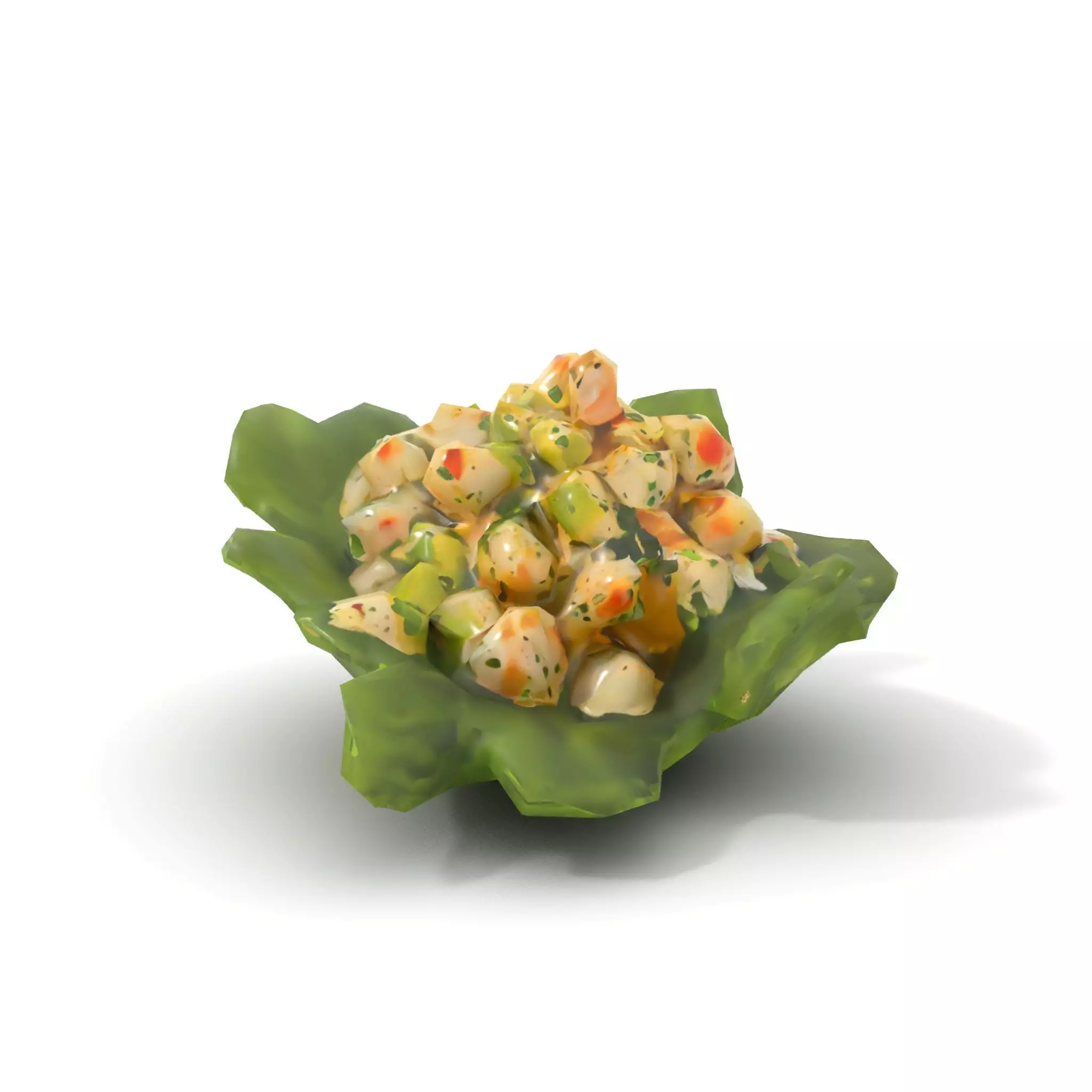 Fresh Seafood Salad on Lettuce model pack Low-poly 3D model_8