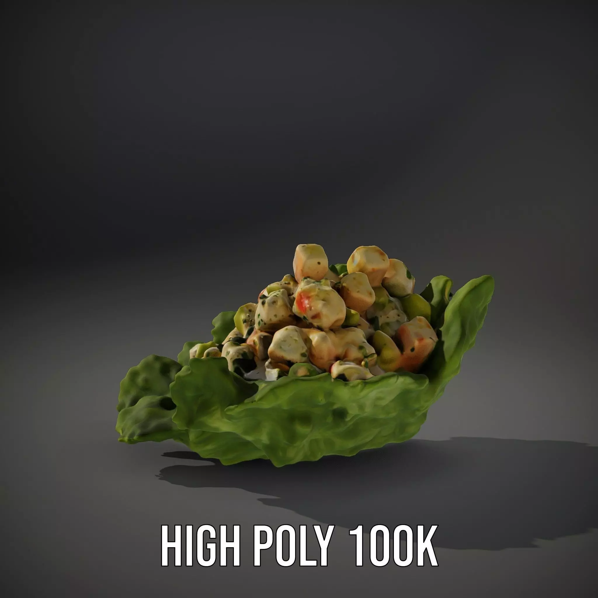 Fresh Seafood Salad on Lettuce model pack Low-poly 3D model_9