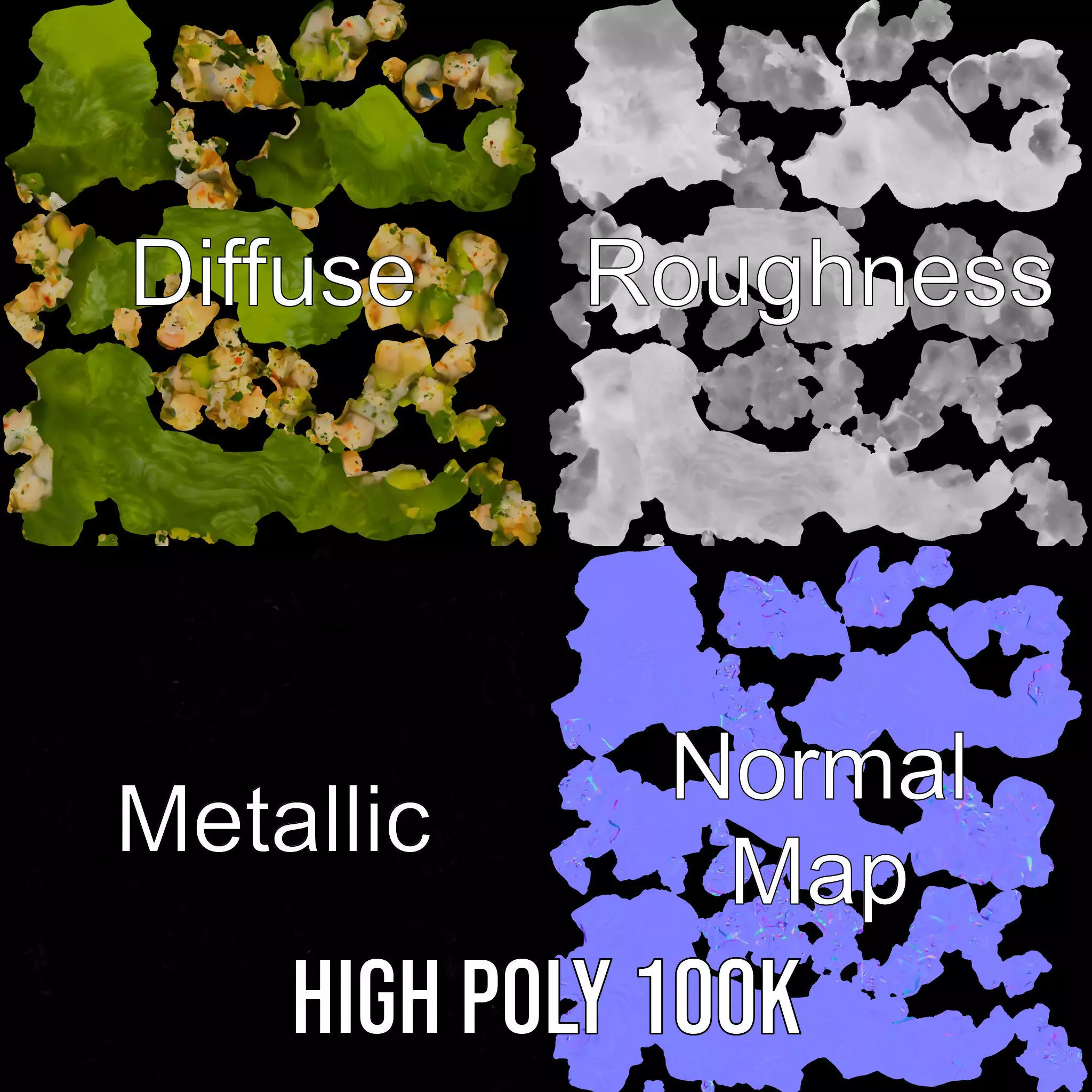 Fresh Seafood Salad on Lettuce model pack Low-poly 3D model_3