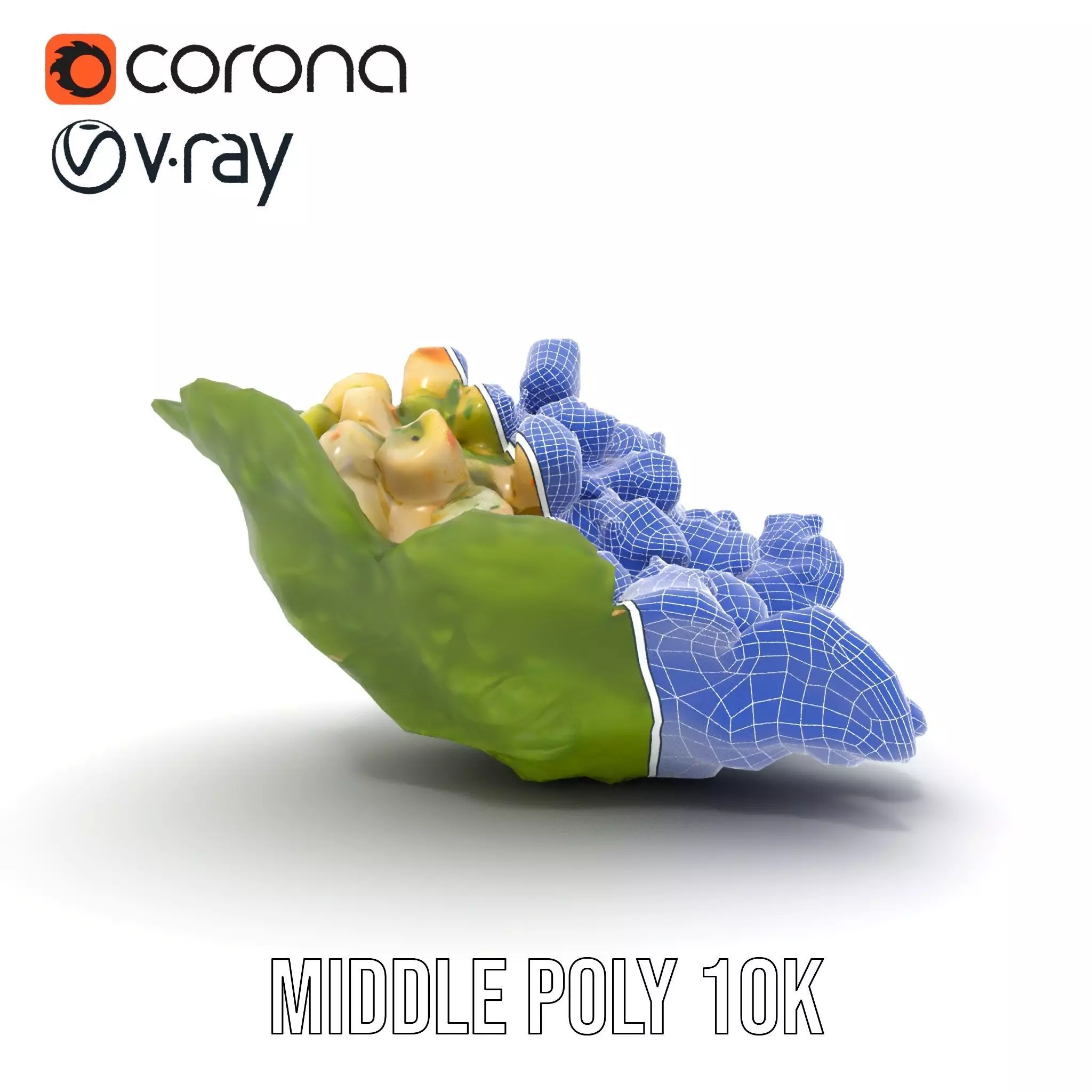 Fresh Seafood Salad on Lettuce model pack Low-poly 3D model_30