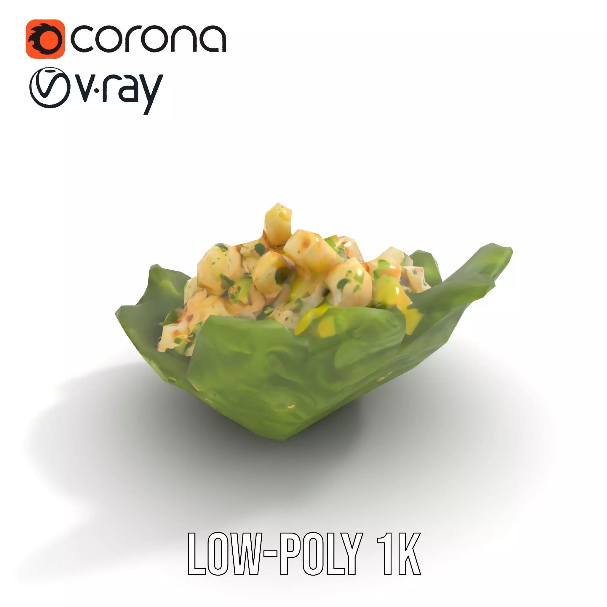 Fresh Seafood Salad on Lettuce model pack Low-poly 3D model_14