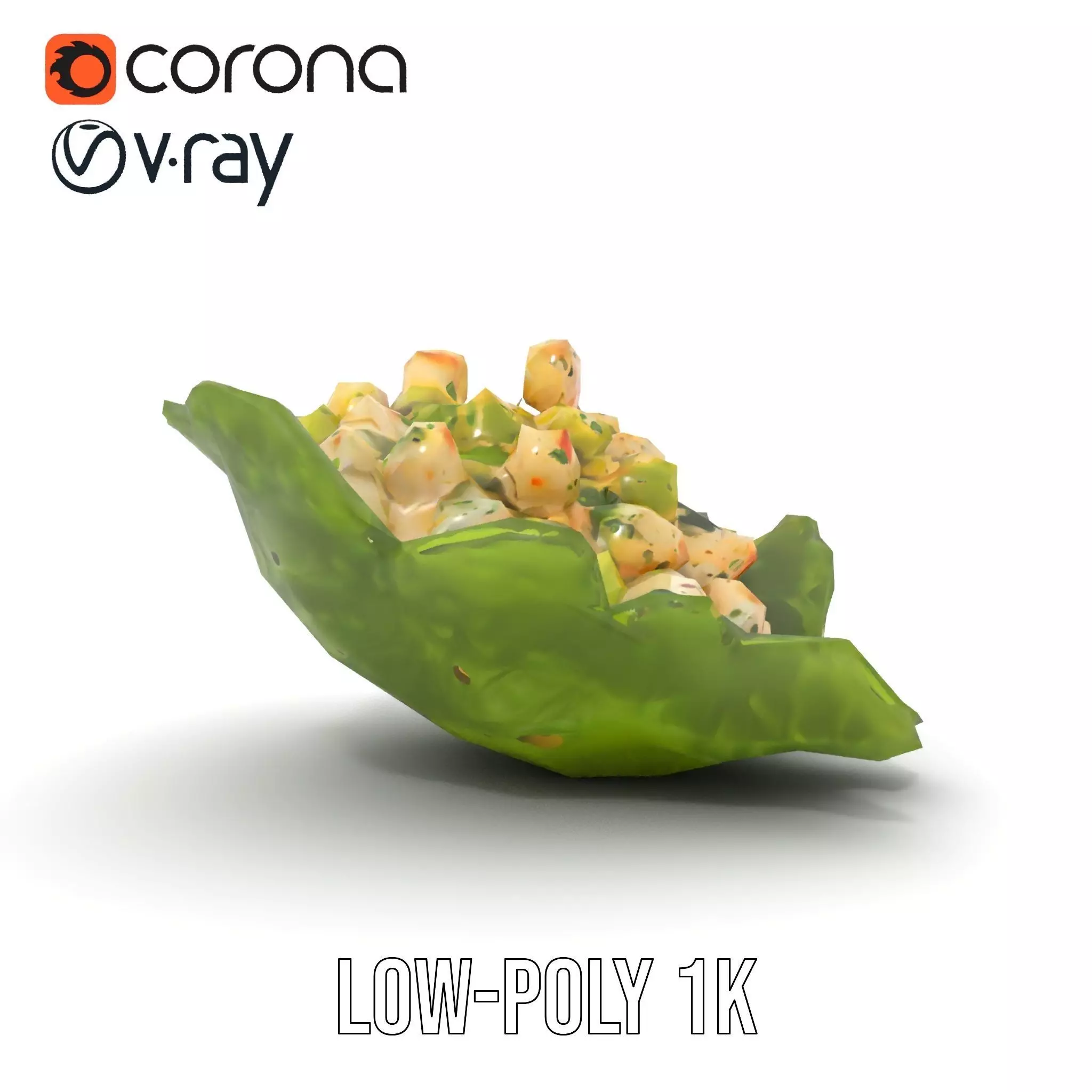 Fresh Seafood Salad on Lettuce model pack Low-poly 3D model_22