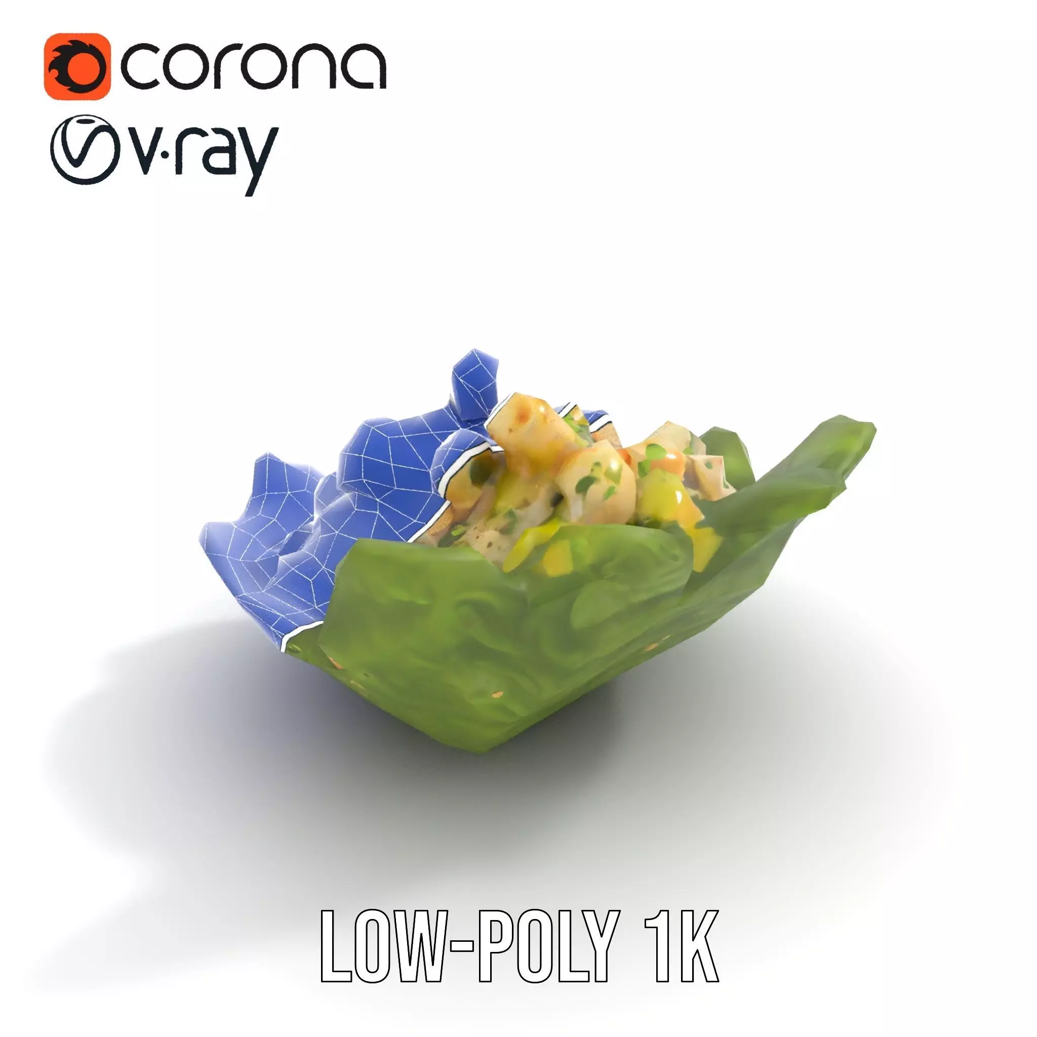 Fresh Seafood Salad on Lettuce model pack Low-poly 3D model_31