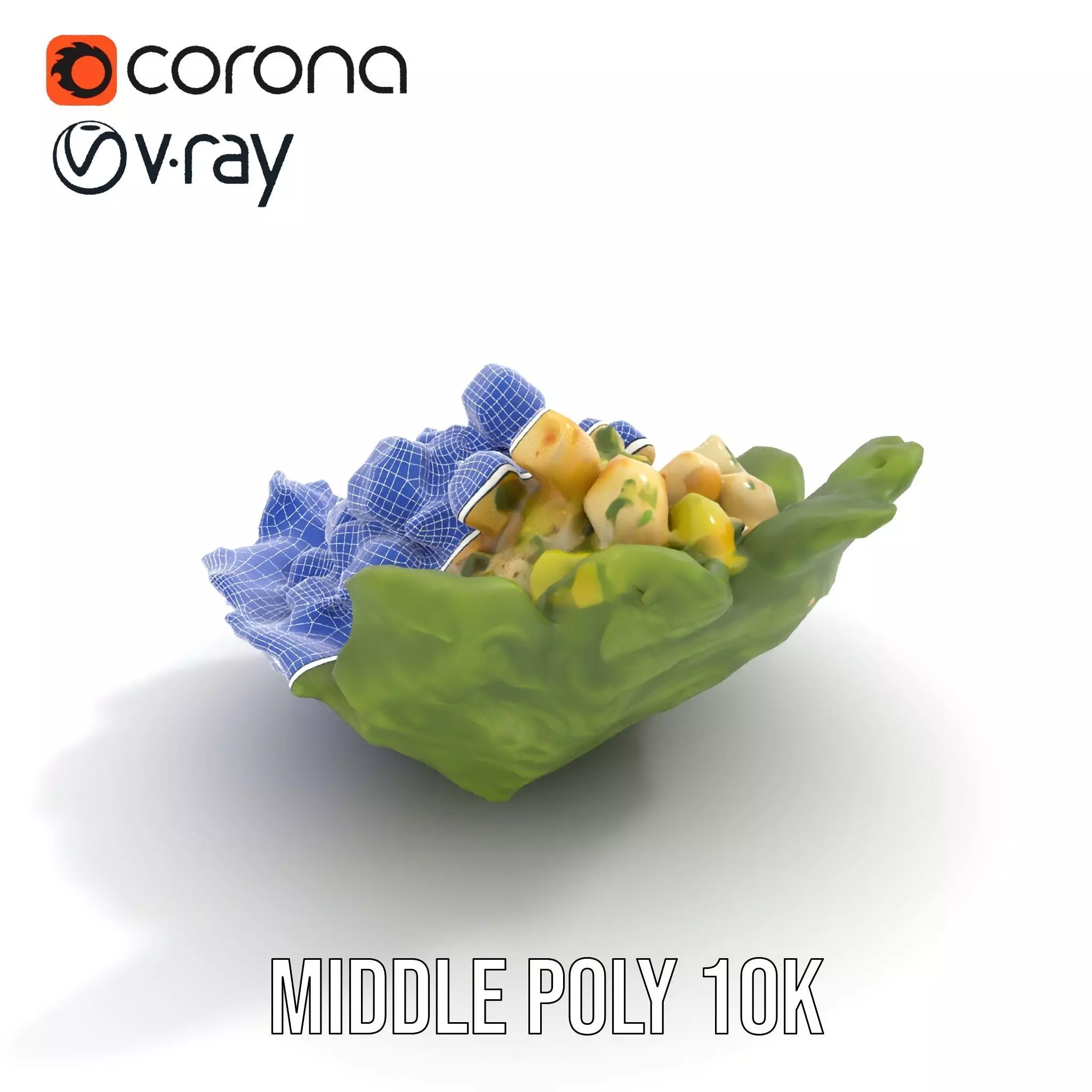 Fresh Seafood Salad on Lettuce model pack Low-poly 3D model_27